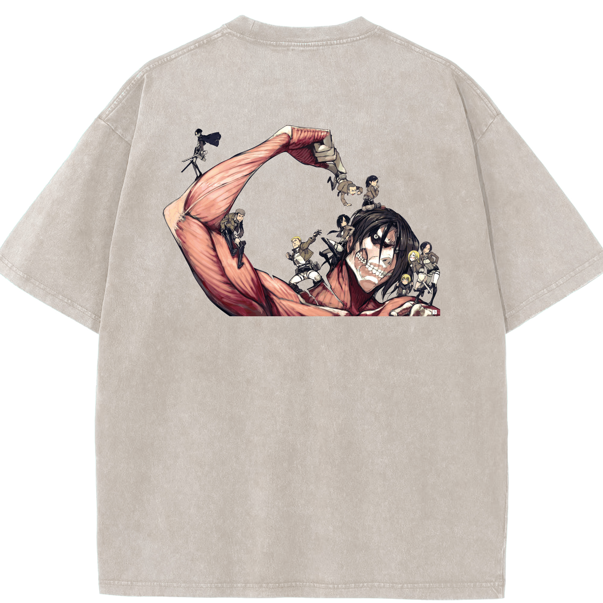 （画像用） 進撃の巨人 Attack on Titan 綿100% ヴィンテージ風 半袖Tシャツ（背面プリント）