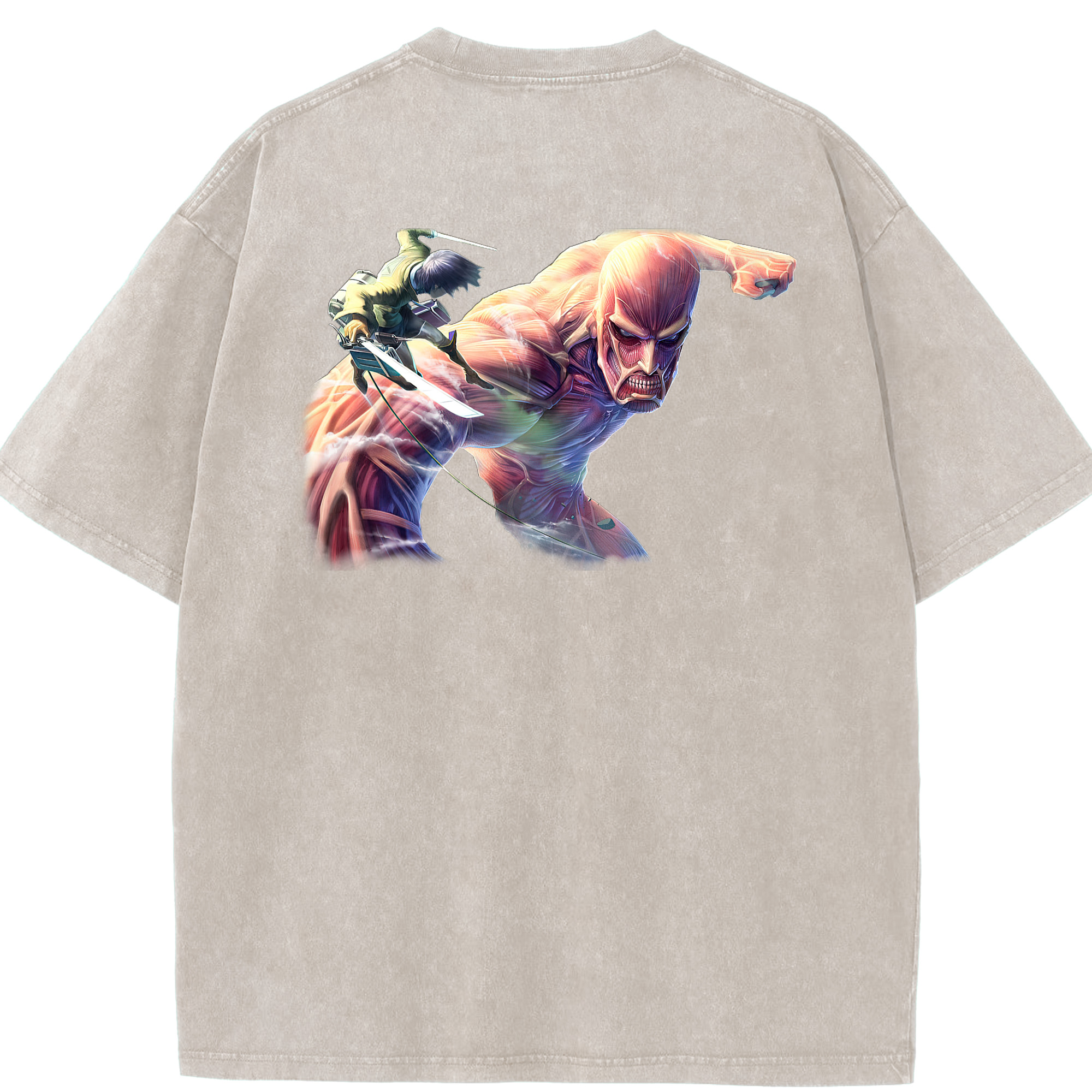 （画像用） 進撃の巨人 Attack on Titan 綿100% ヴィンテージ風 半袖Tシャツ（背面プリント）