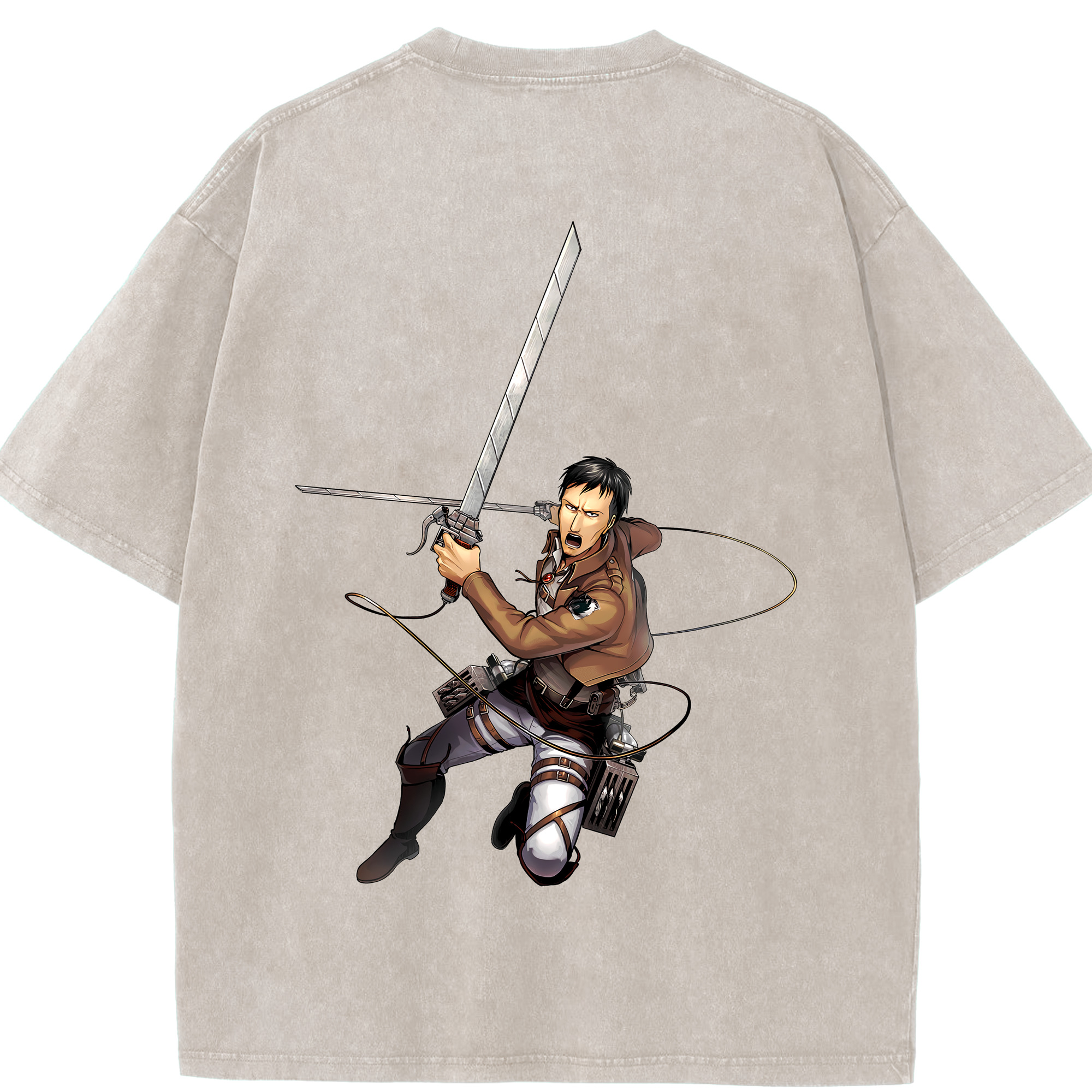 （画像用） 進撃の巨人 Attack on Titan 綿100% ヴィンテージ風 半袖Tシャツ（背面プリント）