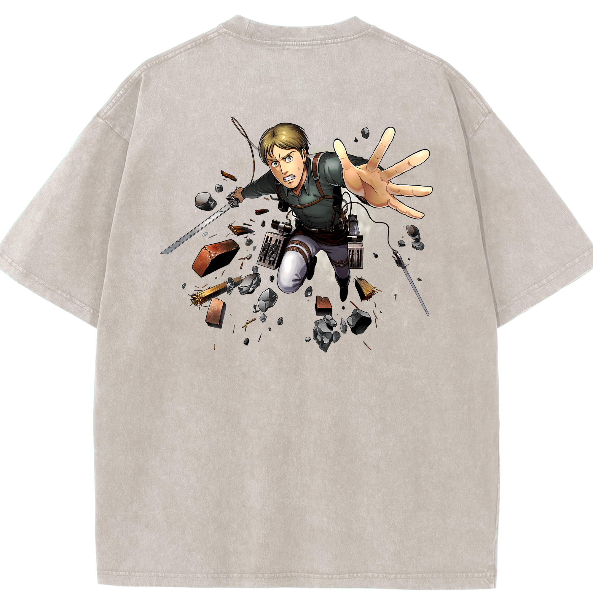 （画像用） 進撃の巨人 Attack on Titan 綿100% ヴィンテージ風 半袖Tシャツ（背面プリント）