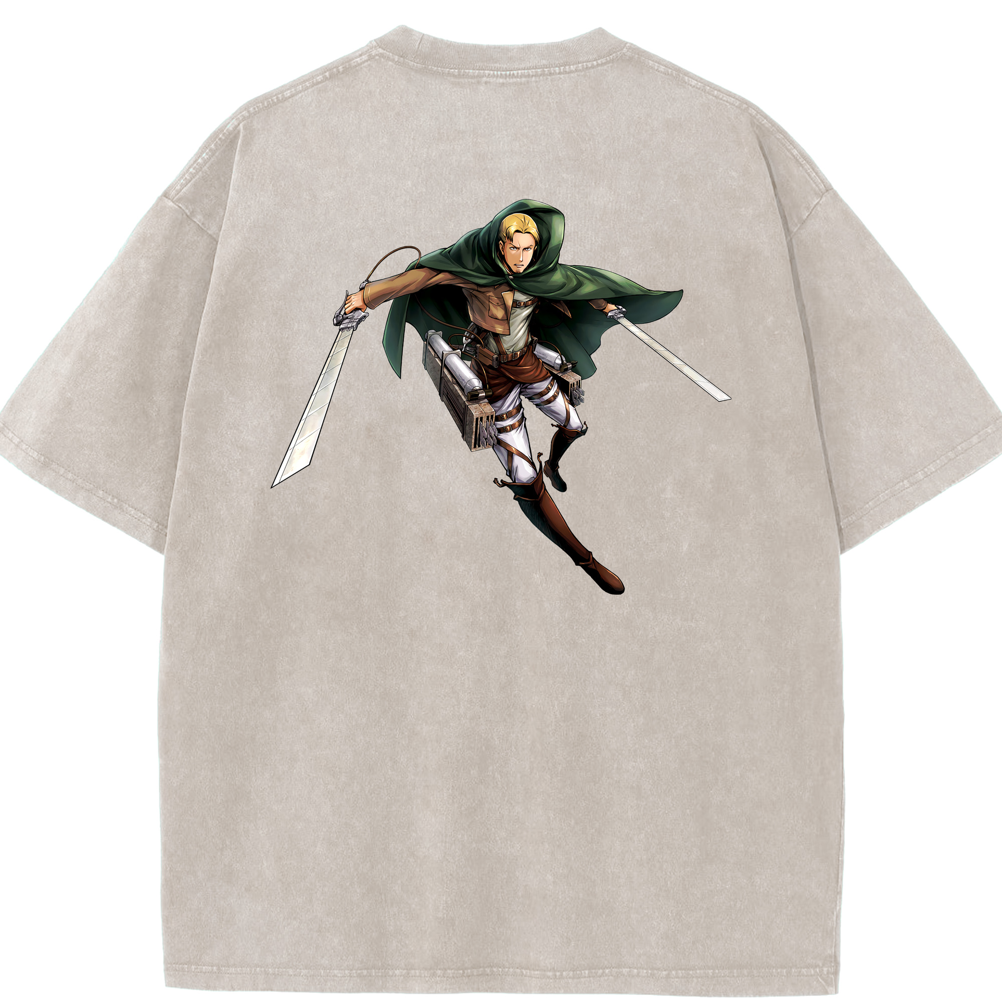 （画像用） 進撃の巨人 Attack on Titan 綿100% ヴィンテージ風 半袖Tシャツ（背面プリント）