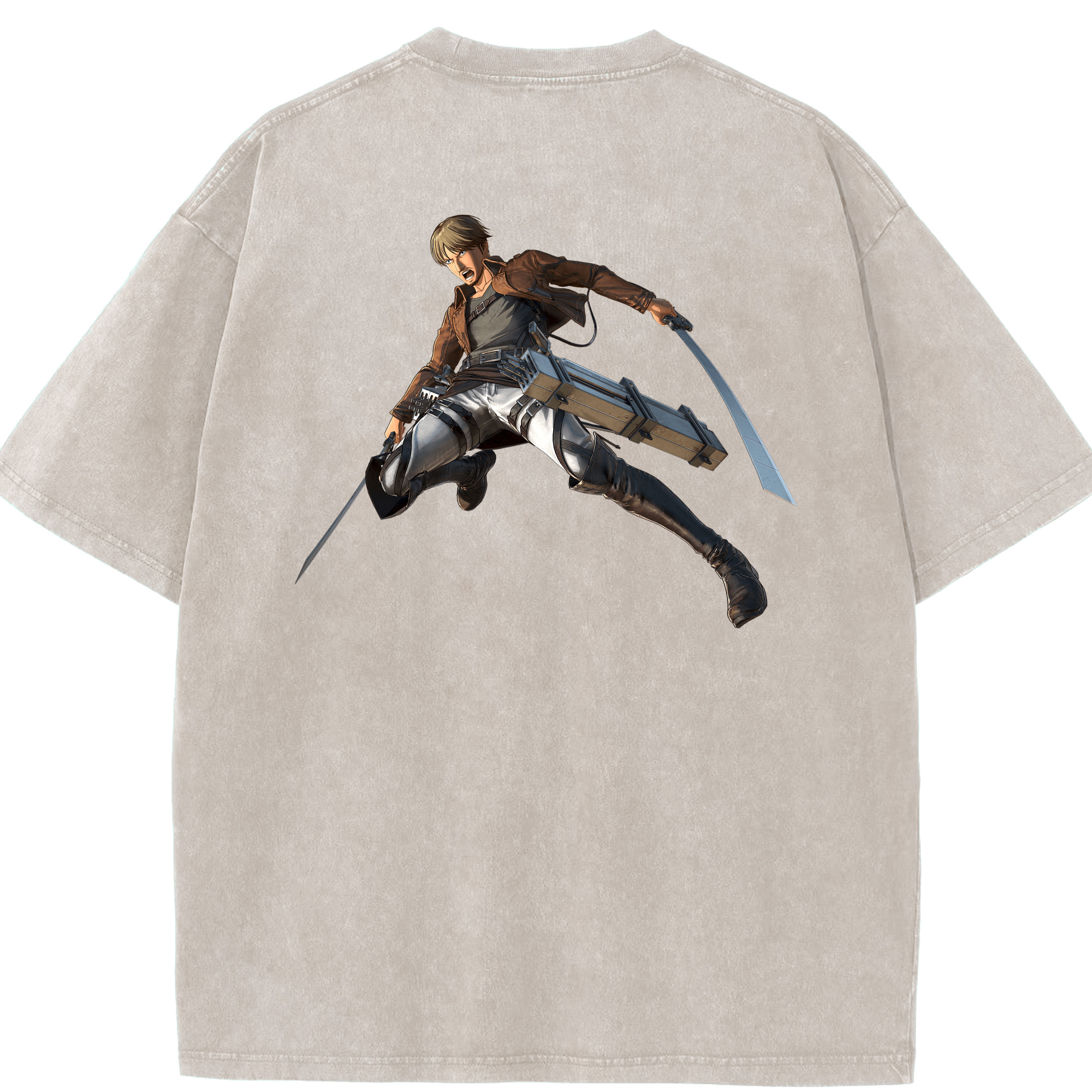 （画像用） 進撃の巨人 Attack on Titan 綿100% ヴィンテージ風 半袖Tシャツ（背面プリント）