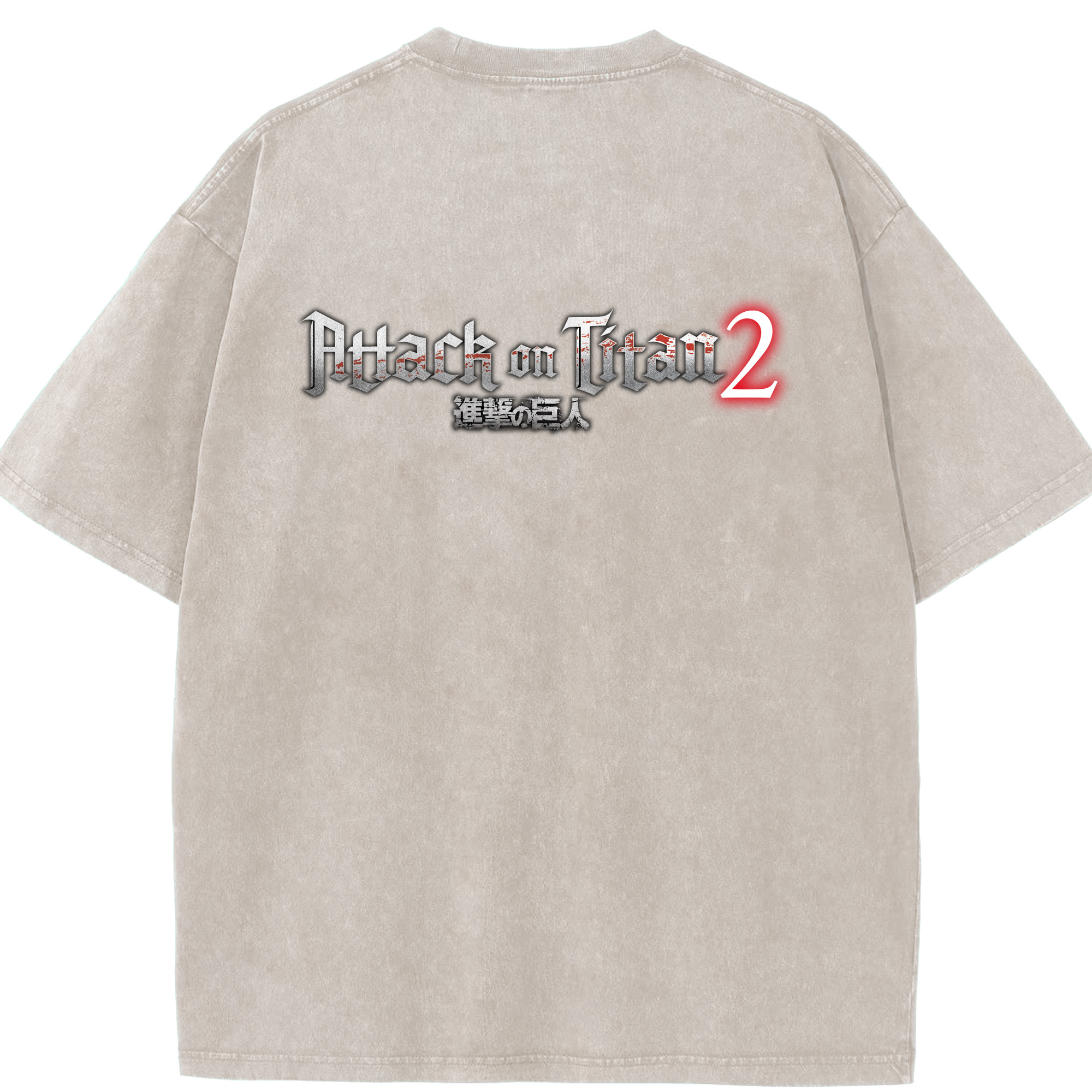 （画像用） 進撃の巨人 Attack on Titan 綿100% ヴィンテージ風 半袖Tシャツ（背面プリント）