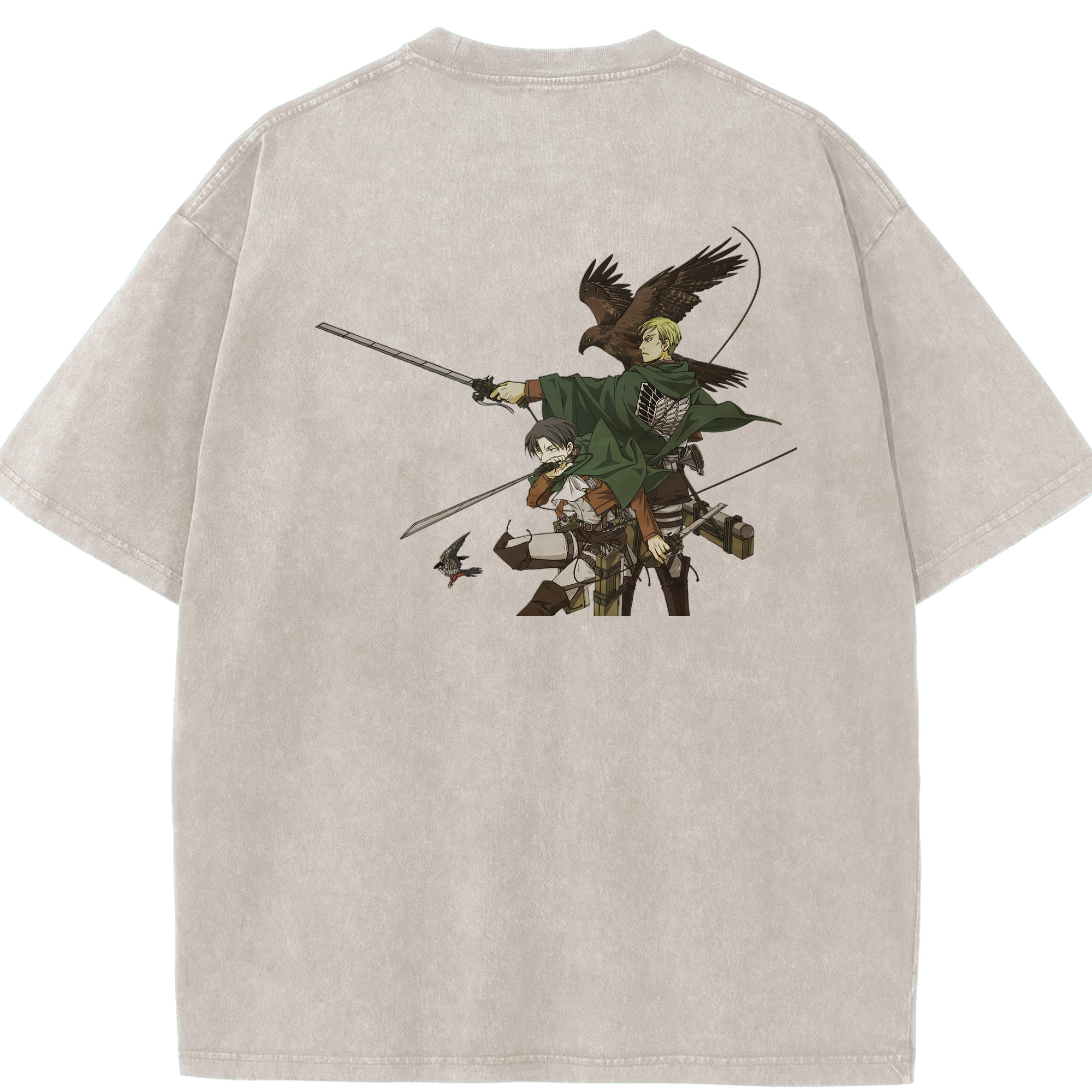 （画像用） 進撃の巨人 Attack on Titan 綿100% ヴィンテージ風 半袖Tシャツ（背面プリント）