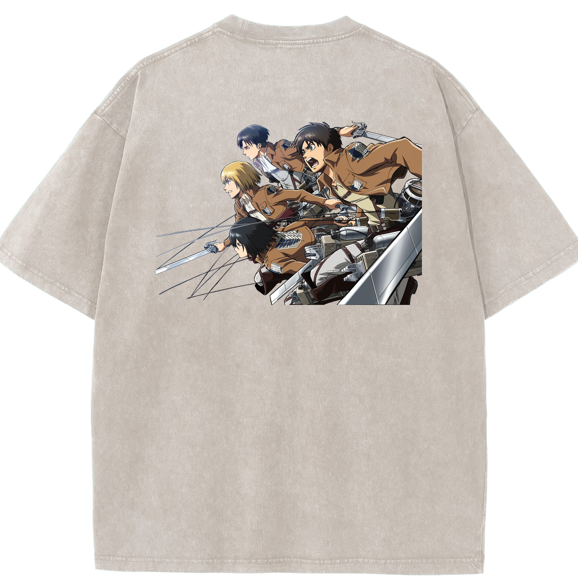 （画像用） 進撃の巨人 Attack on Titan 綿100% ヴィンテージ風 半袖Tシャツ（背面プリント）