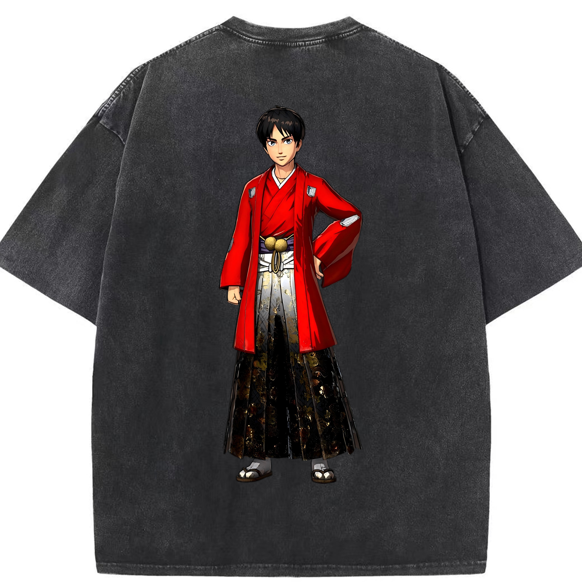 （画像用） 進撃の巨人 エレン･イェーガー Attack on Titan Eren Jäger 綿100% ヴィンテージ風 半袖Tシャツ（背面プリント）
