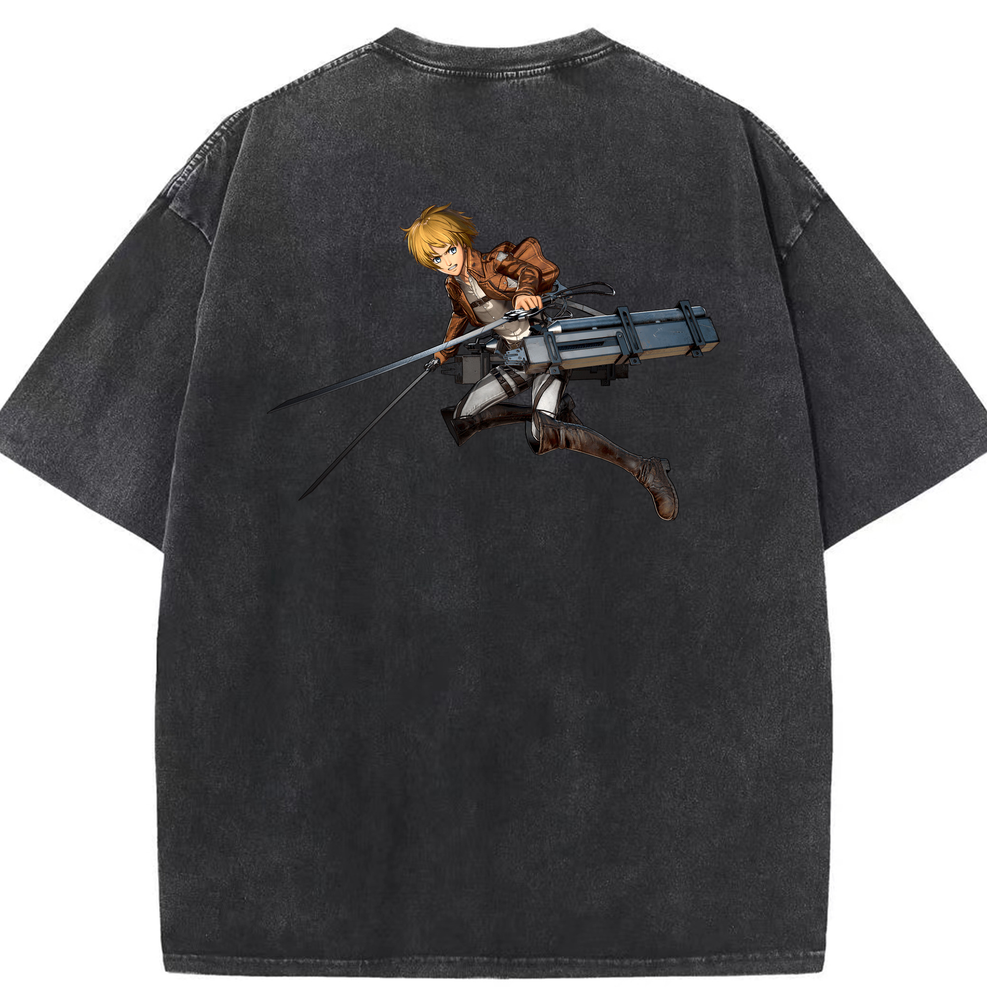 （画像用） 進撃の巨人 アルミン·アルレルト Attack on Titan Armin Arlert 綿100% ヴィンテージ風 半袖Tシャツ（背面プリント）