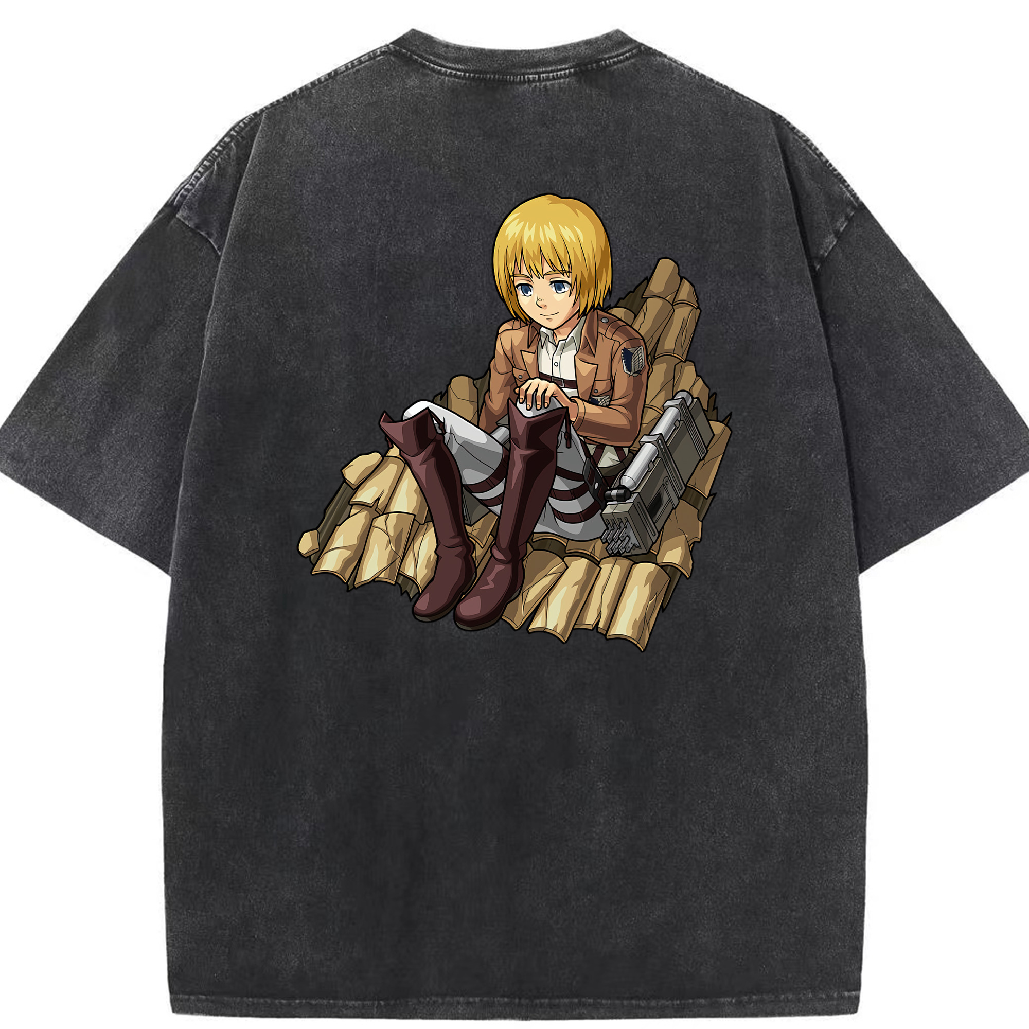 （画像用） 進撃の巨人 アルミン·アルレルト Attack on Titan Armin Arlert 綿100% ヴィンテージ風 半袖Tシャツ（背面プリント）