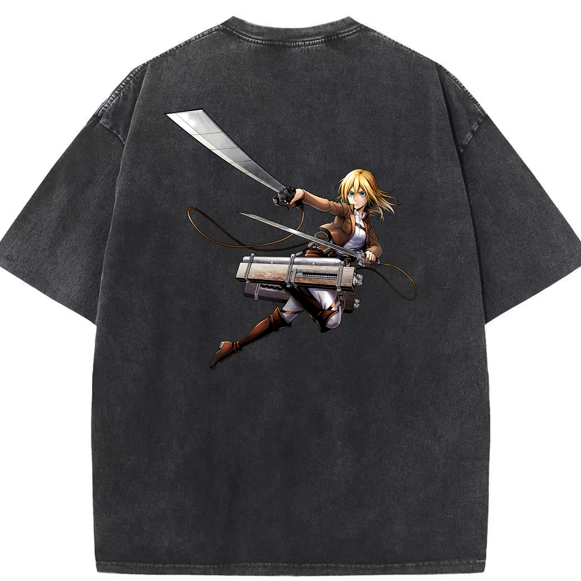 （画像用） 進撃の巨人 クリスタ·レンズ Attack on Titan Christa Lenz 綿100% ヴィンテージ風 半袖Tシャツ（背面プリント）