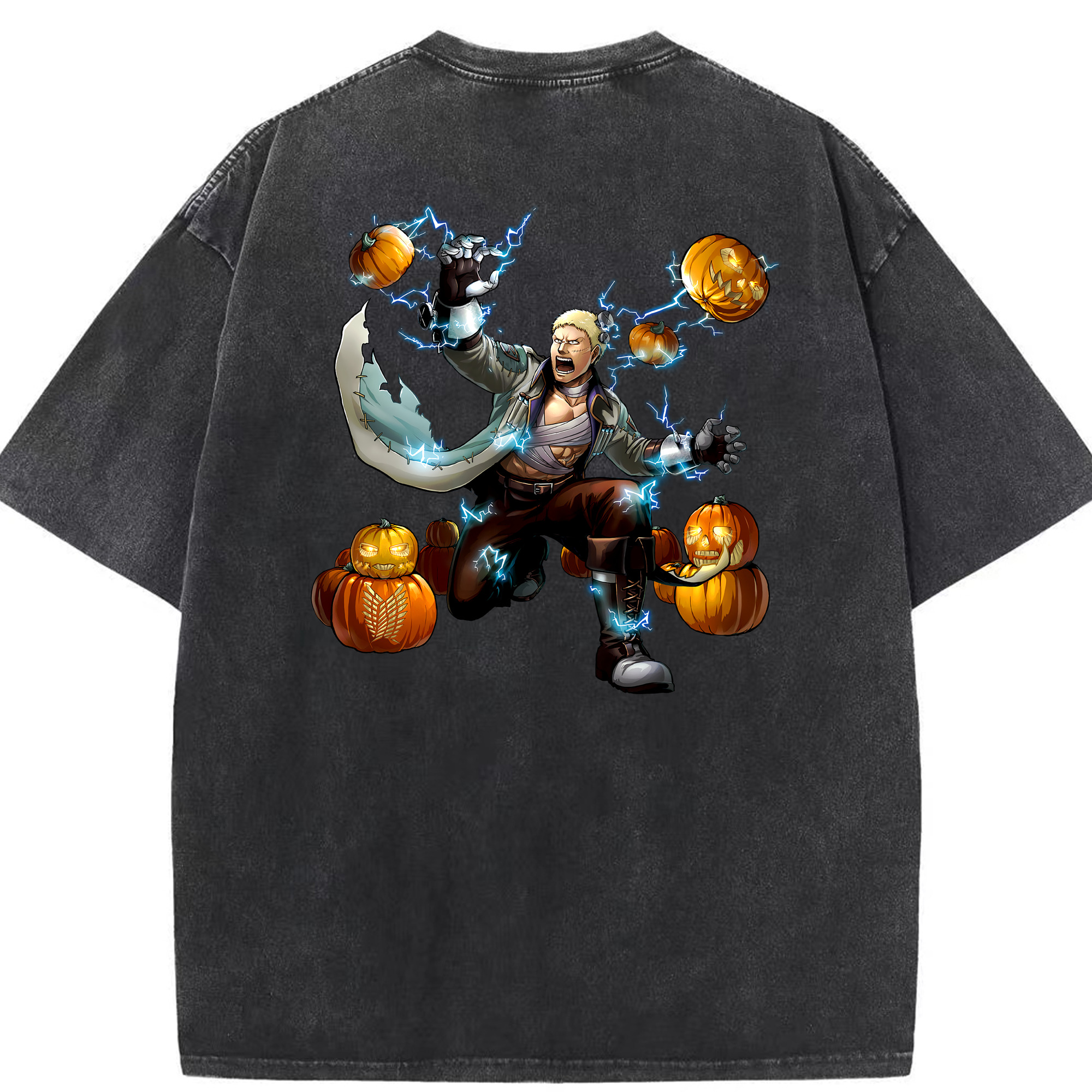 （画像用） 進撃の巨人 ライナー・ブラウン Attack on Titan Reiner Braun 綿100% ヴィンテージ風 半袖Tシャツ（背面プリント）