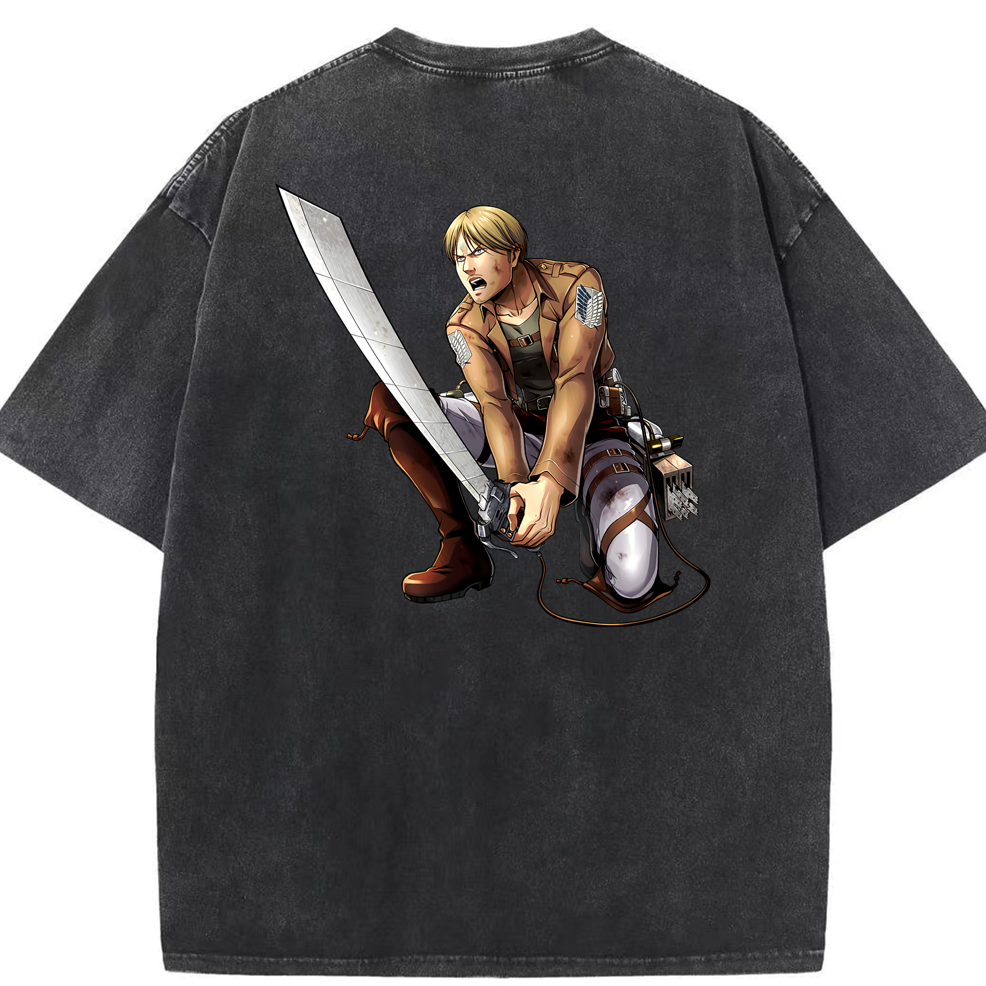 （画像用） 進撃の巨人 ミケ·ザカリアス Attack on Titan Mike Zakarius 綿100% ヴィンテージ風 半袖Tシャツ（背面プリント）