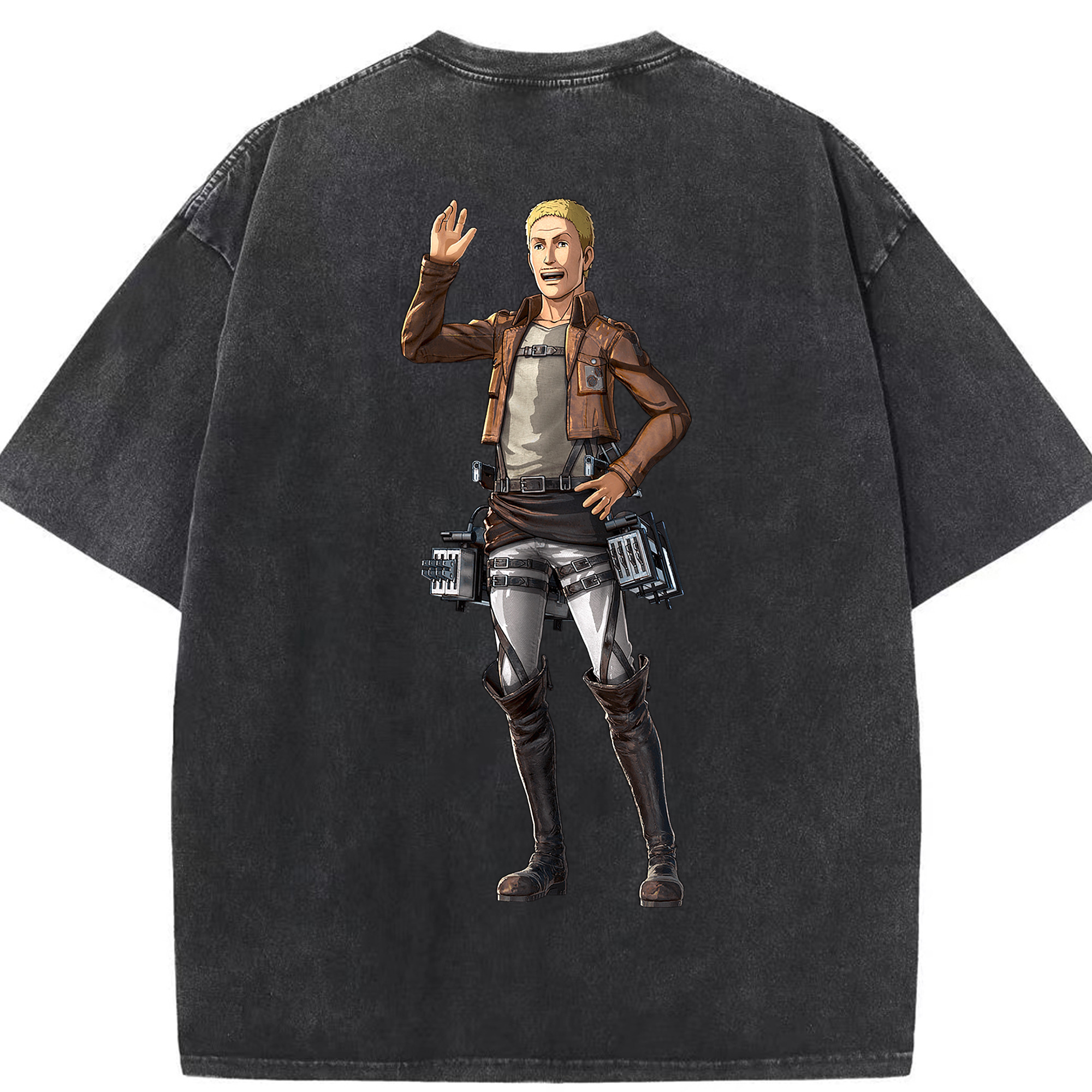 （画像用） 進撃の巨人 ハンネス Attack on Titan Hannes 綿100% ヴィンテージ風 半袖Tシャツ（背面プリント）
