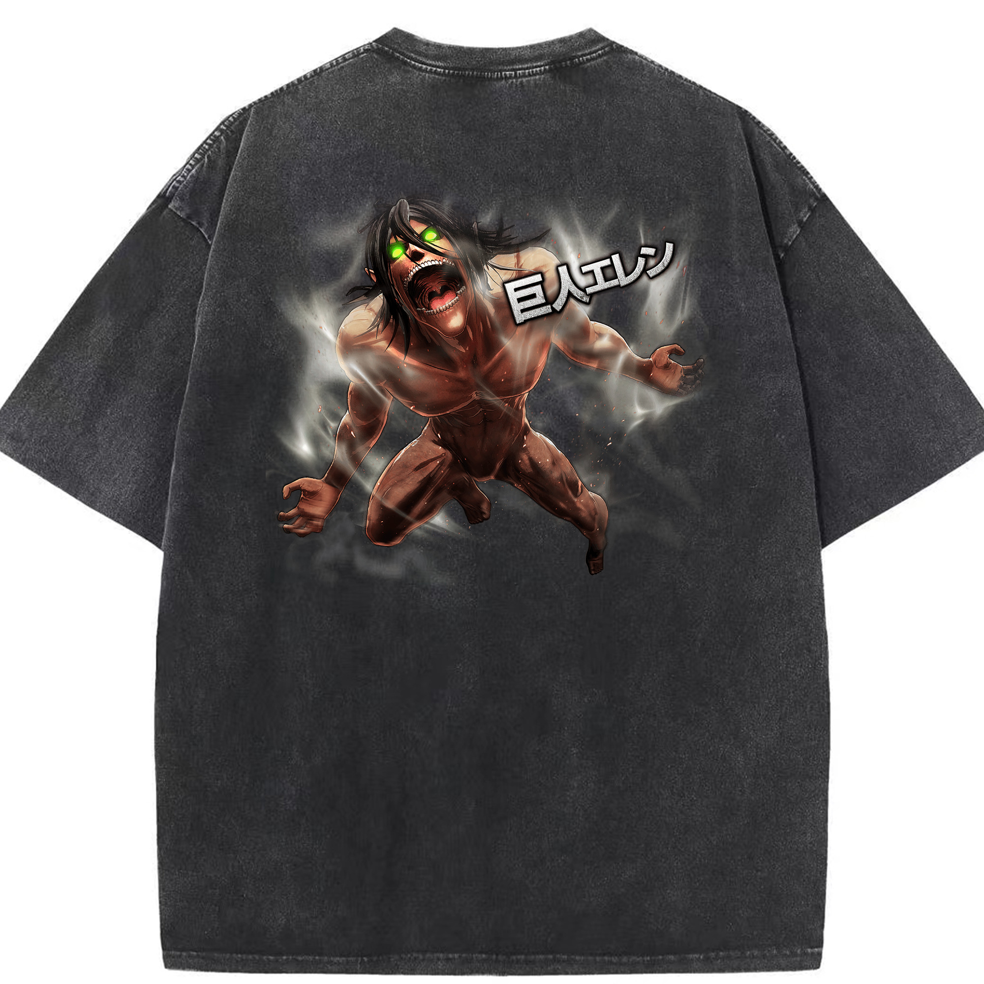 （画像用） 進撃の巨人 Attack on Titan 綿100% ヴィンテージ風 半袖Tシャツ（背面プリント）