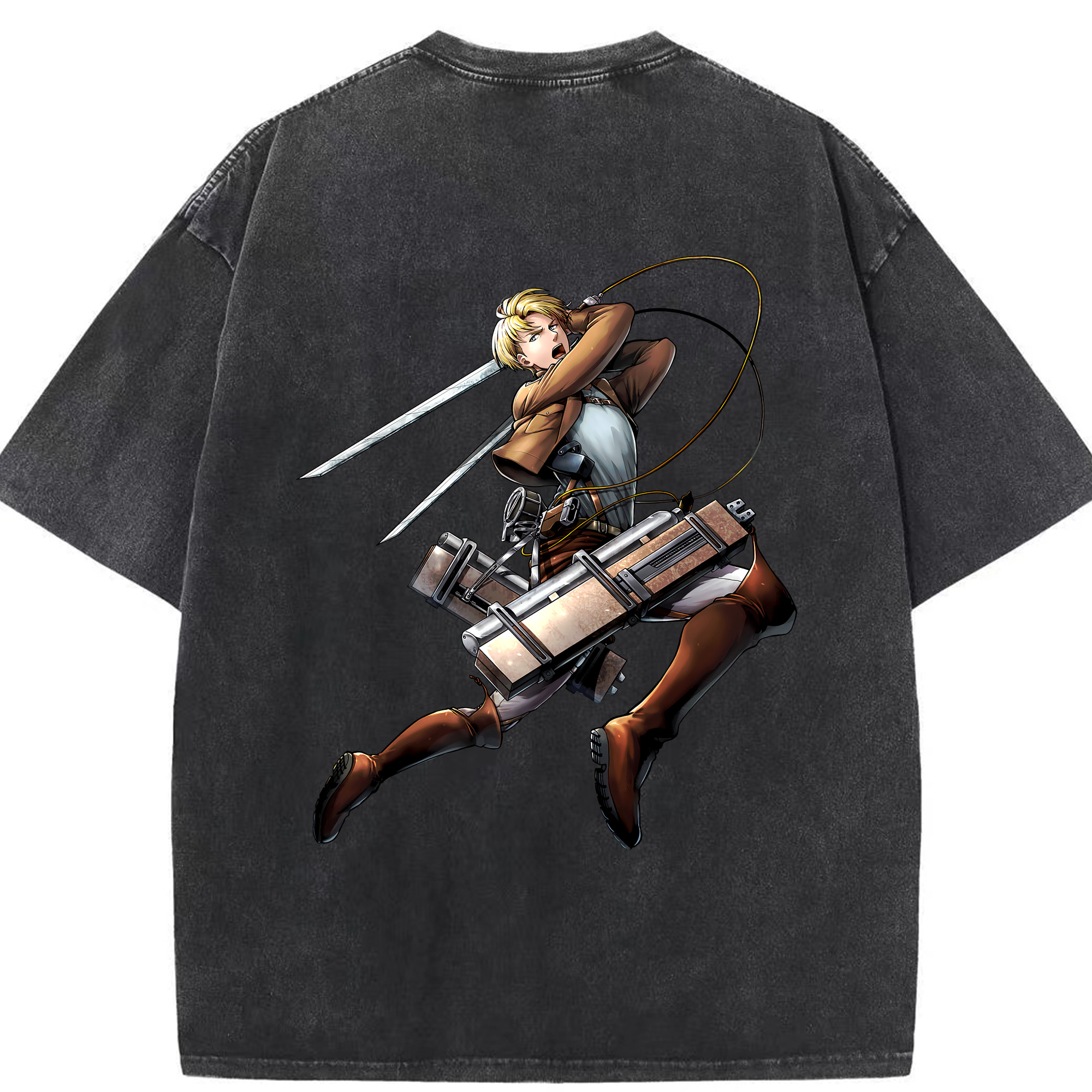 （画像用） 進撃の巨人 Attack on Titan 綿100% ヴィンテージ風 半袖Tシャツ（背面プリント）