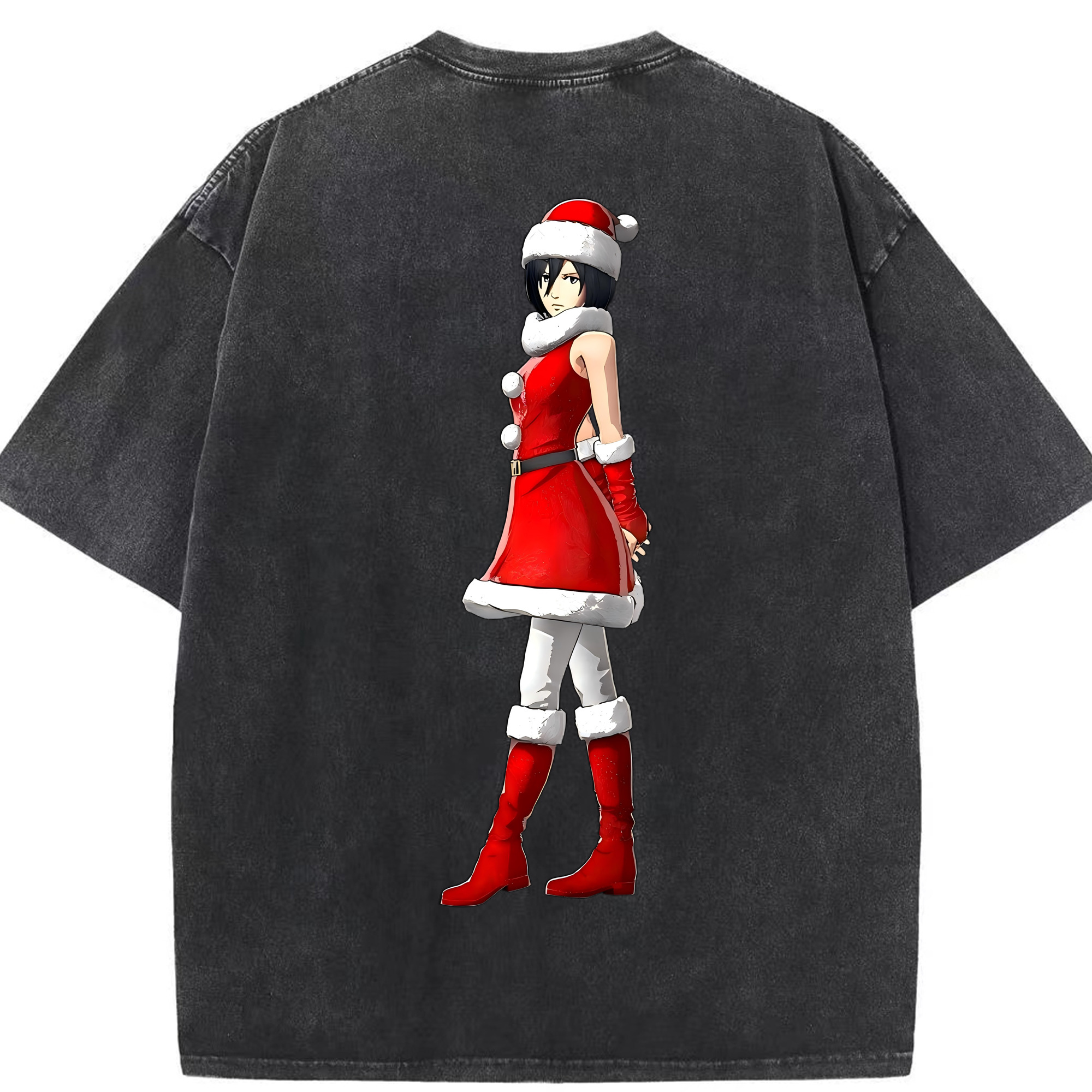 （画像用） 進撃の巨人 ミカサ·アッカーマン Attack on Titan Mikasa Ackerman 綿100% ヴィンテージ風 半袖Tシャツ（背面プリント）