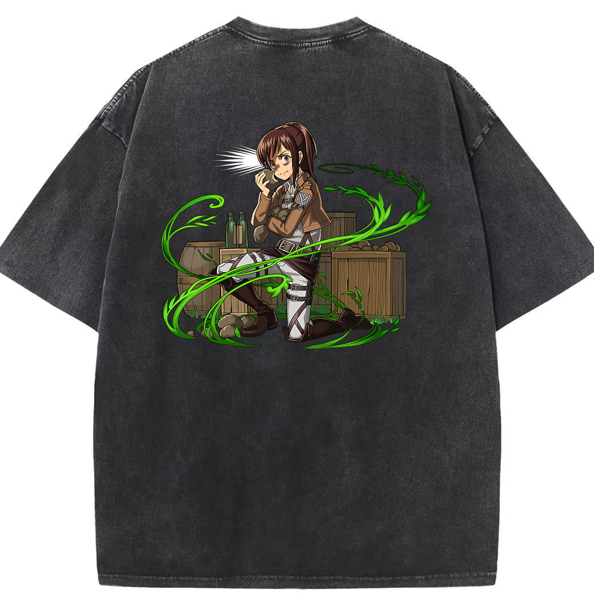 （画像用） 進撃の巨人 サシャ·ブラウス Attack on Titan Sasha Blaus 綿100% ヴィンテージ風 半袖Tシャツ（背面プリント）