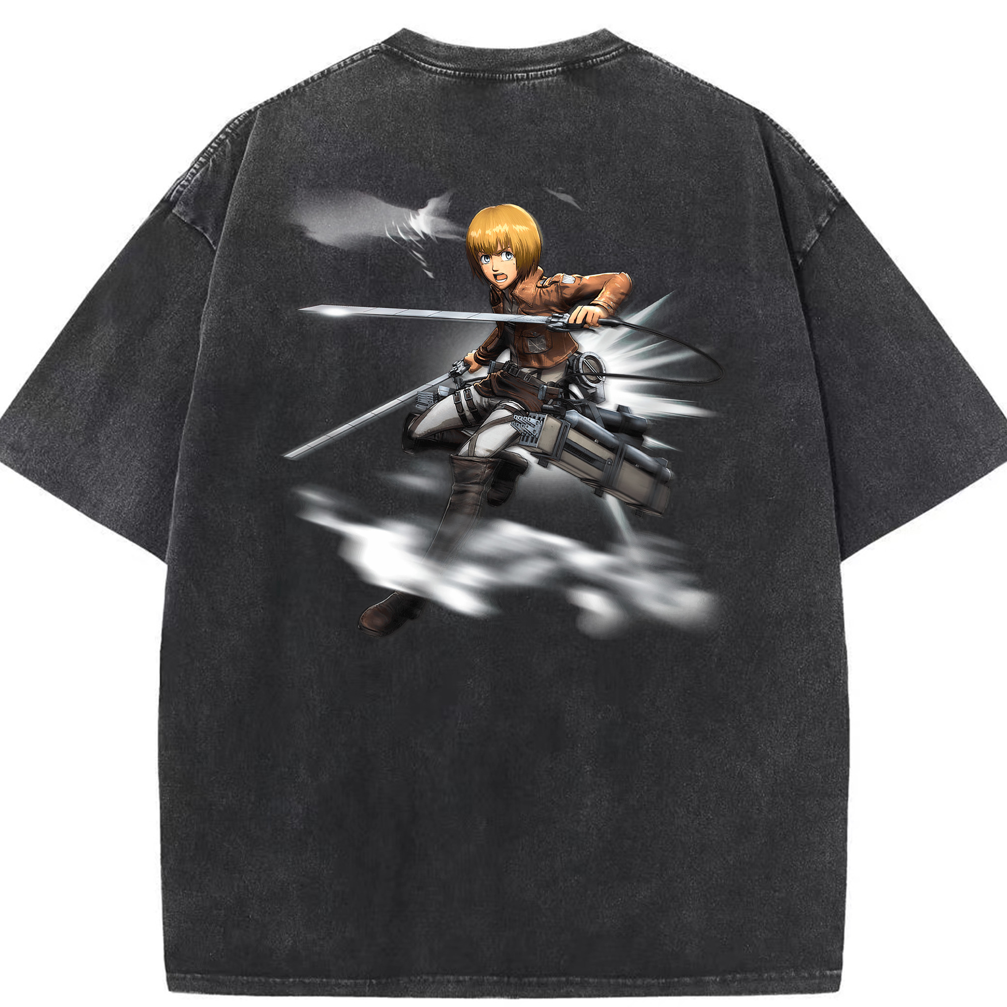 （画像用） 進撃の巨人 アルミン·アルレルト Attack on Titan Armin Arlert 綿100% ヴィンテージ風 半袖Tシャツ（背面プリント）