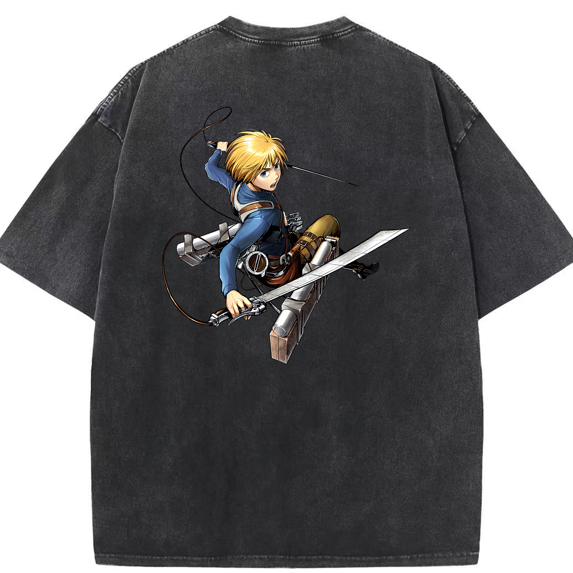 （画像用） 進撃の巨人 アルミン·アルレルト Attack on Titan Armin Arlert 綿100% ヴィンテージ風 半袖Tシャツ（背面プリント）