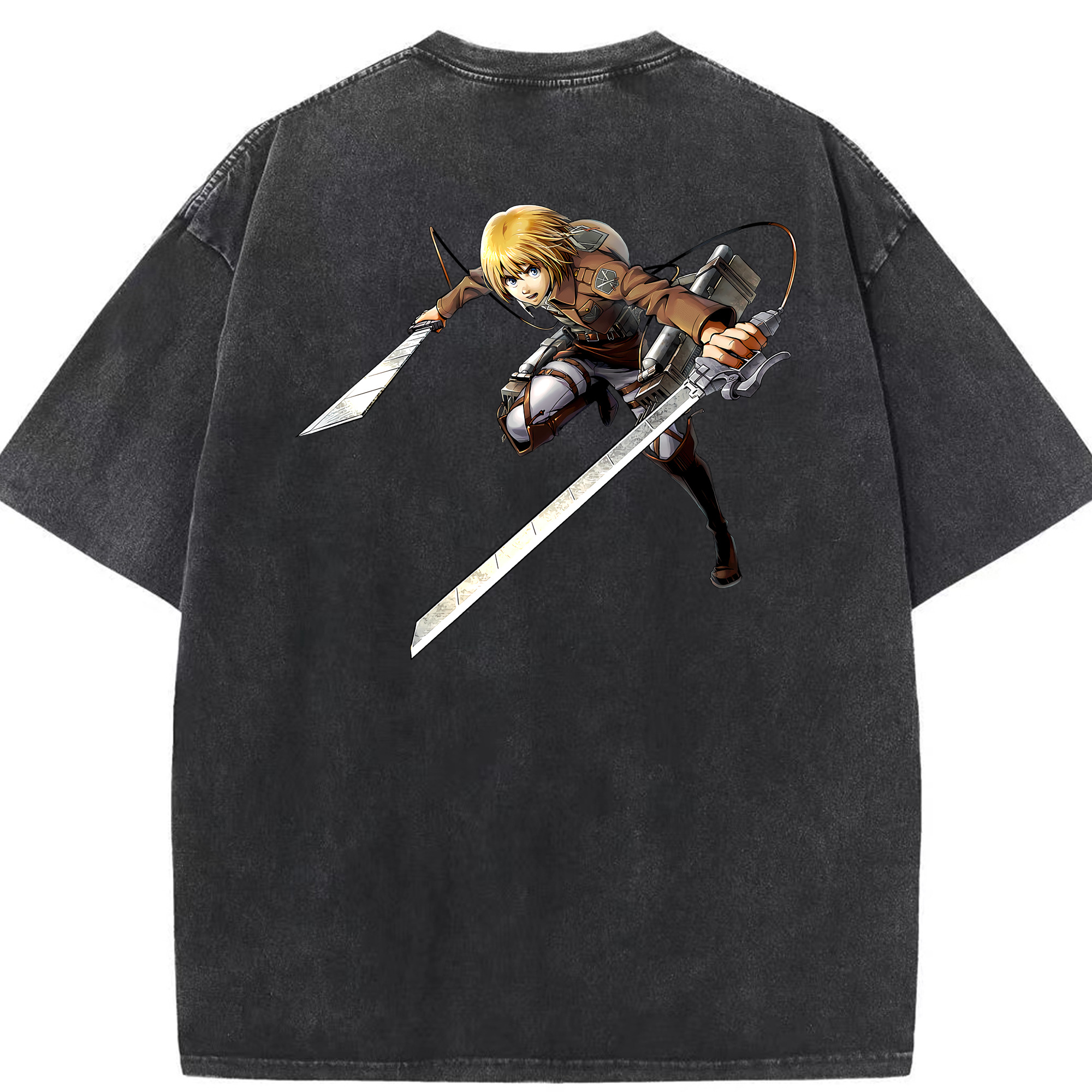 （画像用） 進撃の巨人 アルミン·アルレルト Attack on Titan Armin Arlert 綿100% ヴィンテージ風 半袖Tシャツ（背面プリント）