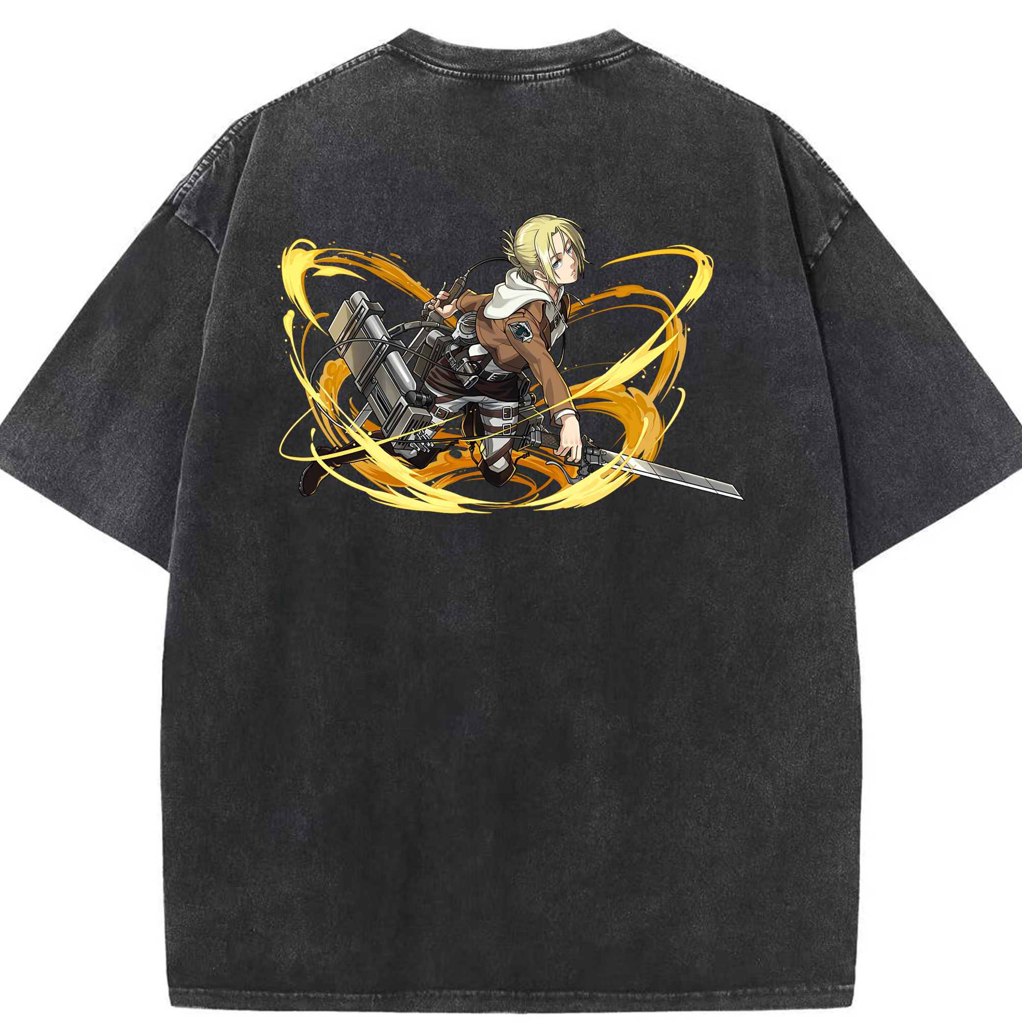 （画像用） 進撃の巨人 アニ・レオンハート Attack on Titan Annie Leonhart 綿100% ヴィンテージ風 半袖Tシャツ（背面プリント）