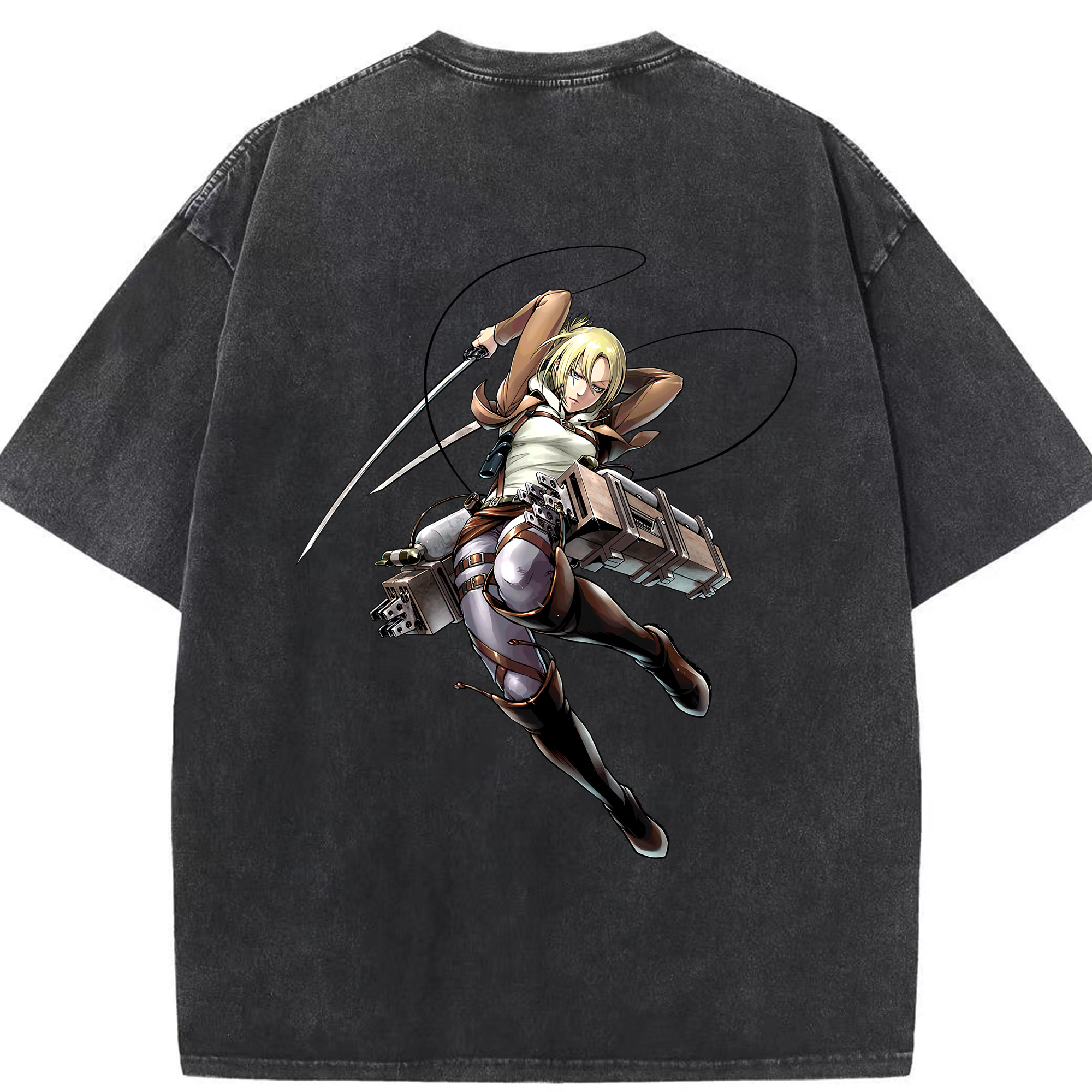 （画像用） 進撃の巨人 アニ・レオンハート Attack on Titan Annie Leonhart 綿100% ヴィンテージ風 半袖Tシャツ（背面プリント）