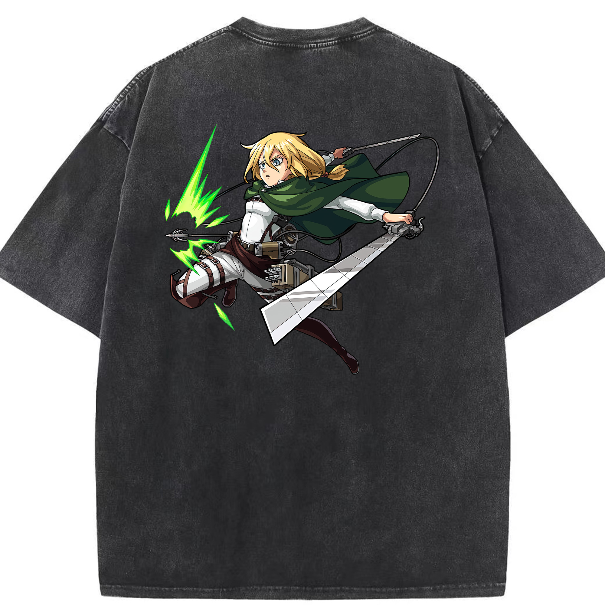 （画像用） 進撃の巨人 クリスタ·レンズ Attack on Titan Christa Lenz 綿100% ヴィンテージ風 半袖Tシャツ（背面プリント）