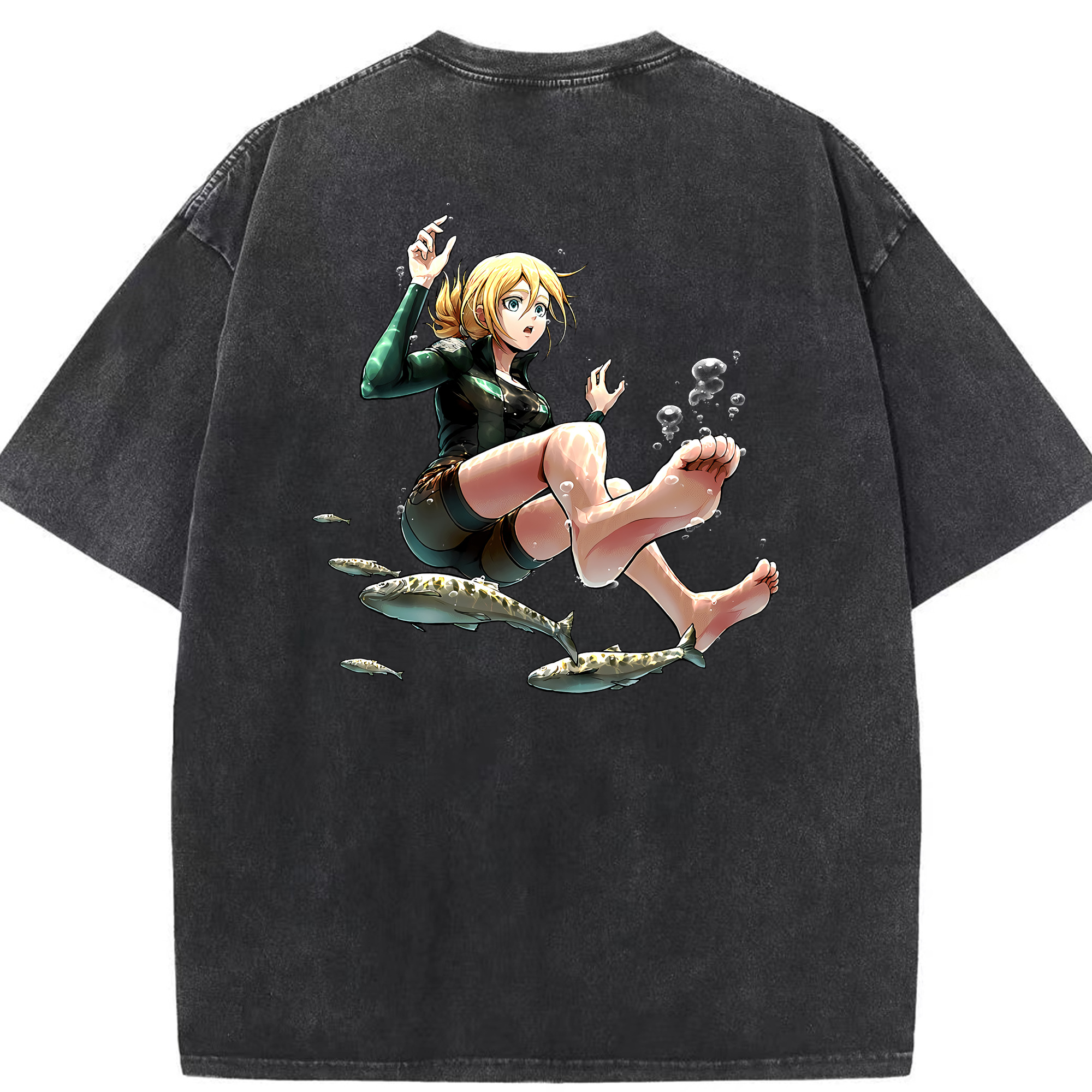（画像用） 進撃の巨人 クリスタ·レンズ Attack on Titan Christa Lenz 綿100% ヴィンテージ風 半袖Tシャツ（背面プリント）