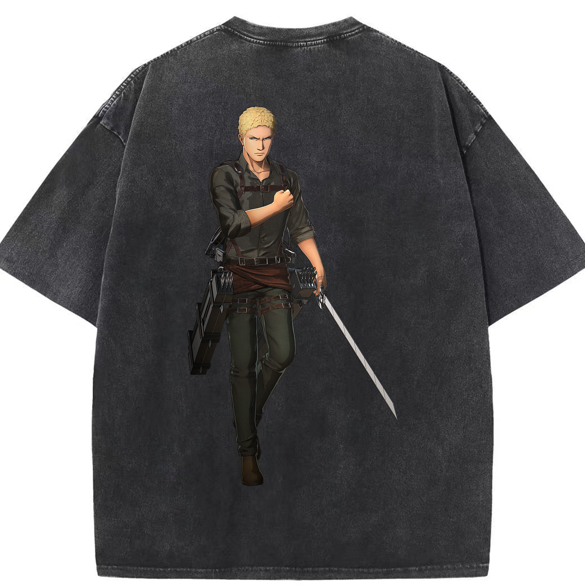 （画像用） 進撃の巨人 ライナー・ブラウン Attack on Titan Reiner Braun 綿100% ヴィンテージ風 半袖Tシャツ（背面プリント）