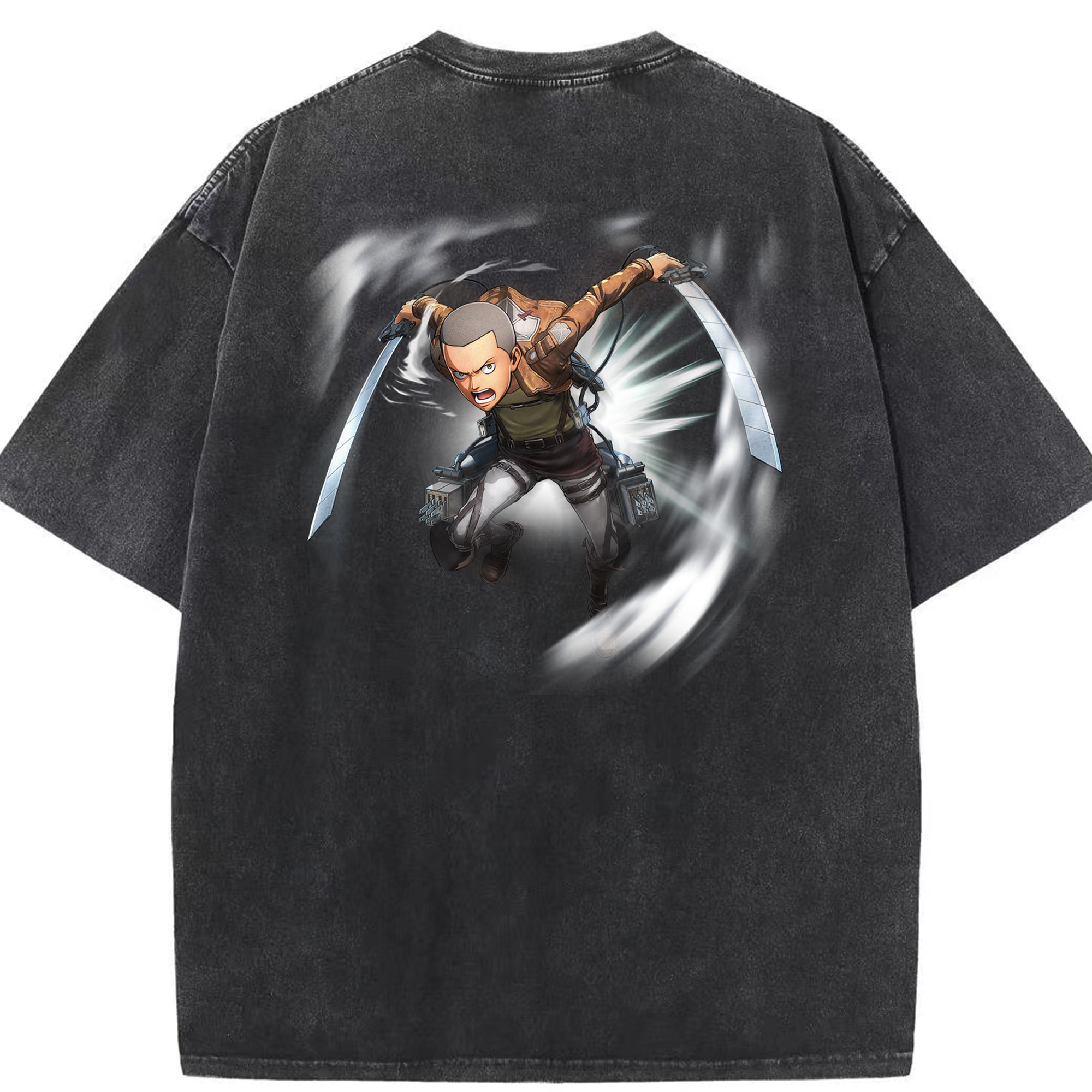 （画像用） 進撃の巨人 コニー·スプリンガー Attack on Titan Connie Springer 綿100% ヴィンテージ風 半袖Tシャツ（背面プリント）