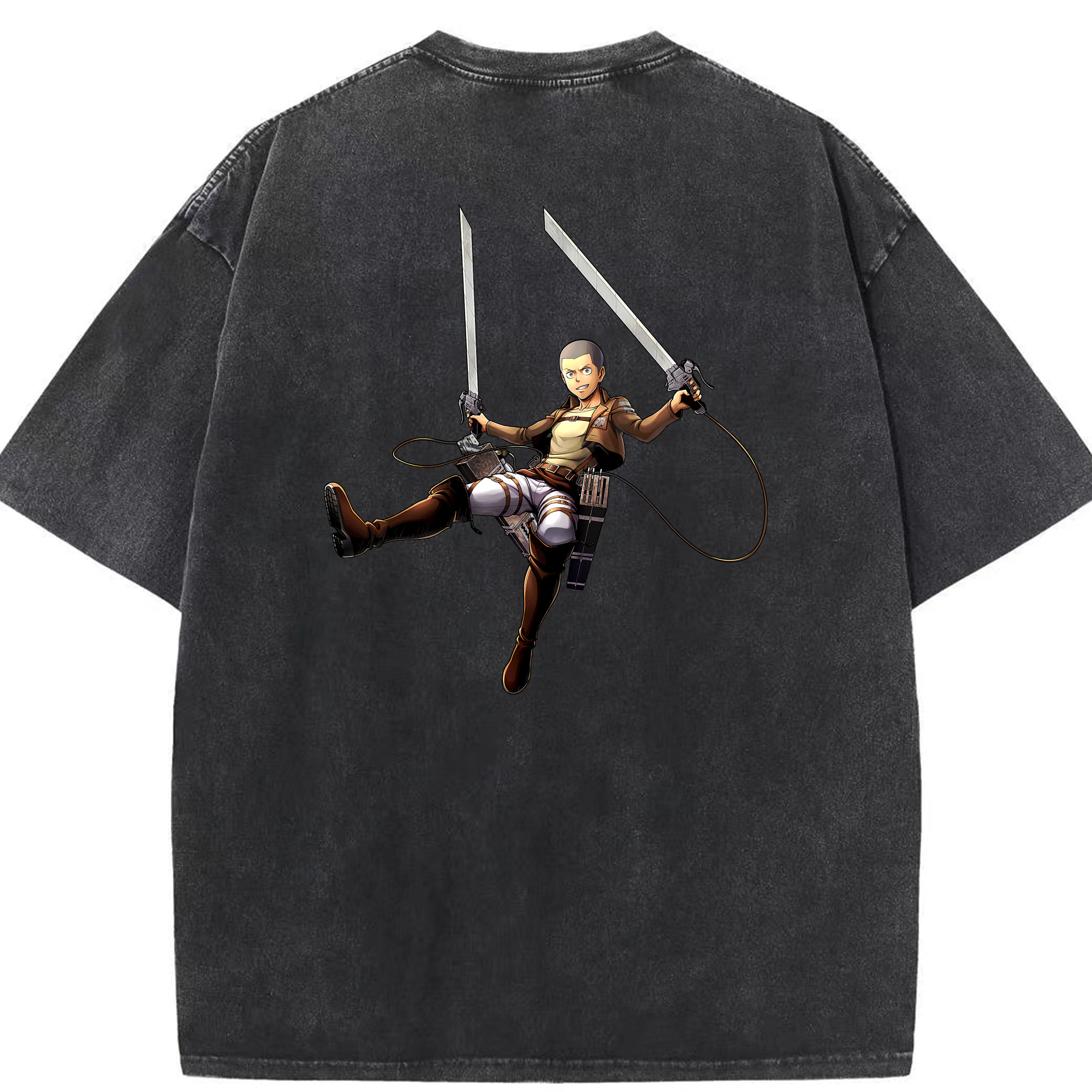 （画像用） 進撃の巨人 コニー·スプリンガー Attack on Titan Connie Springer 綿100% ヴィンテージ風 半袖Tシャツ（背面プリント）