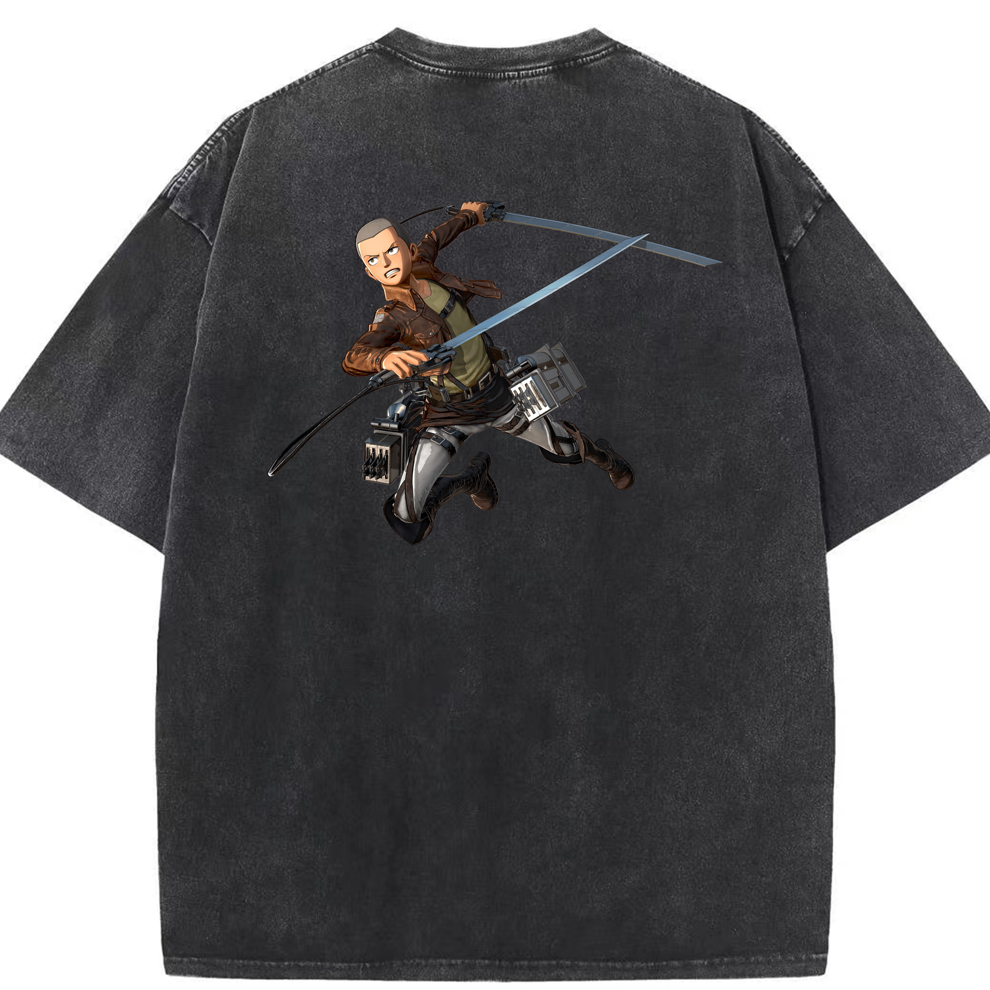 （画像用） 進撃の巨人 コニー·スプリンガー Attack on Titan Connie Springer 綿100% ヴィンテージ風 半袖Tシャツ（背面プリント）