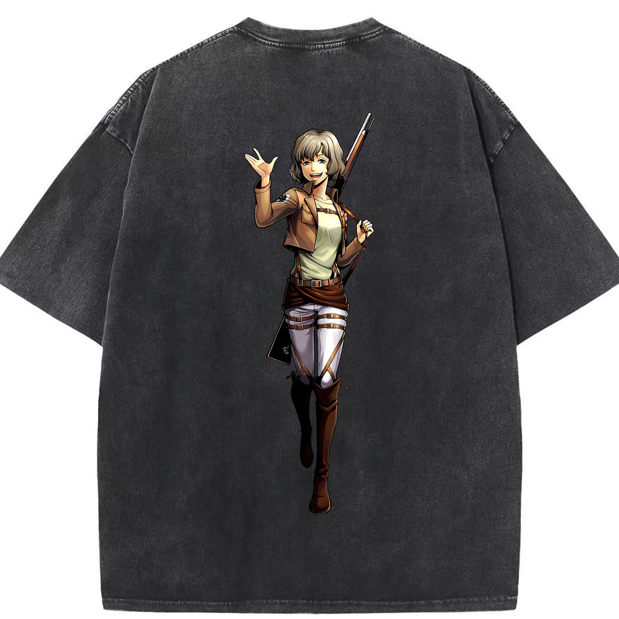（画像用） 進撃の巨人 ヒツチ Attack on Titan Hitch 綿100% ヴィンテージ風 半袖Tシャツ（背面プリント）