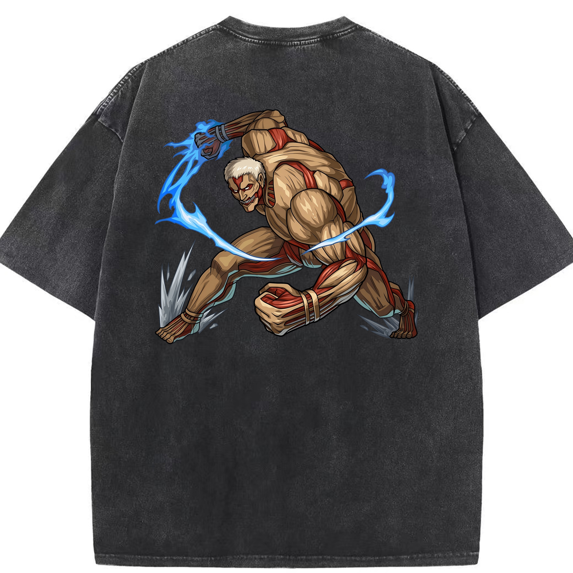 （画像用） 進撃の巨人 Attack on Titan 綿100% ヴィンテージ風 半袖Tシャツ（背面プリント）