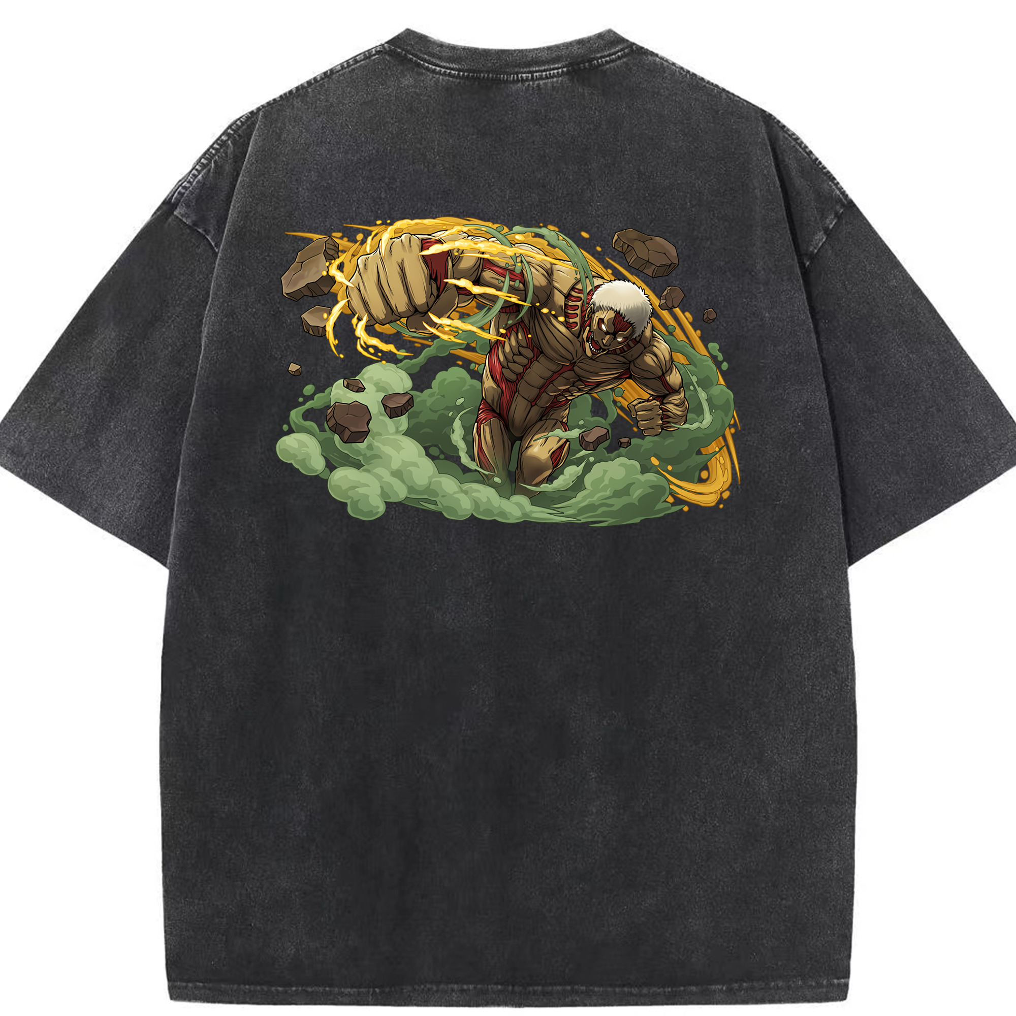 （画像用） 進撃の巨人 Attack on Titan 綿100% ヴィンテージ風 半袖Tシャツ（背面プリント）