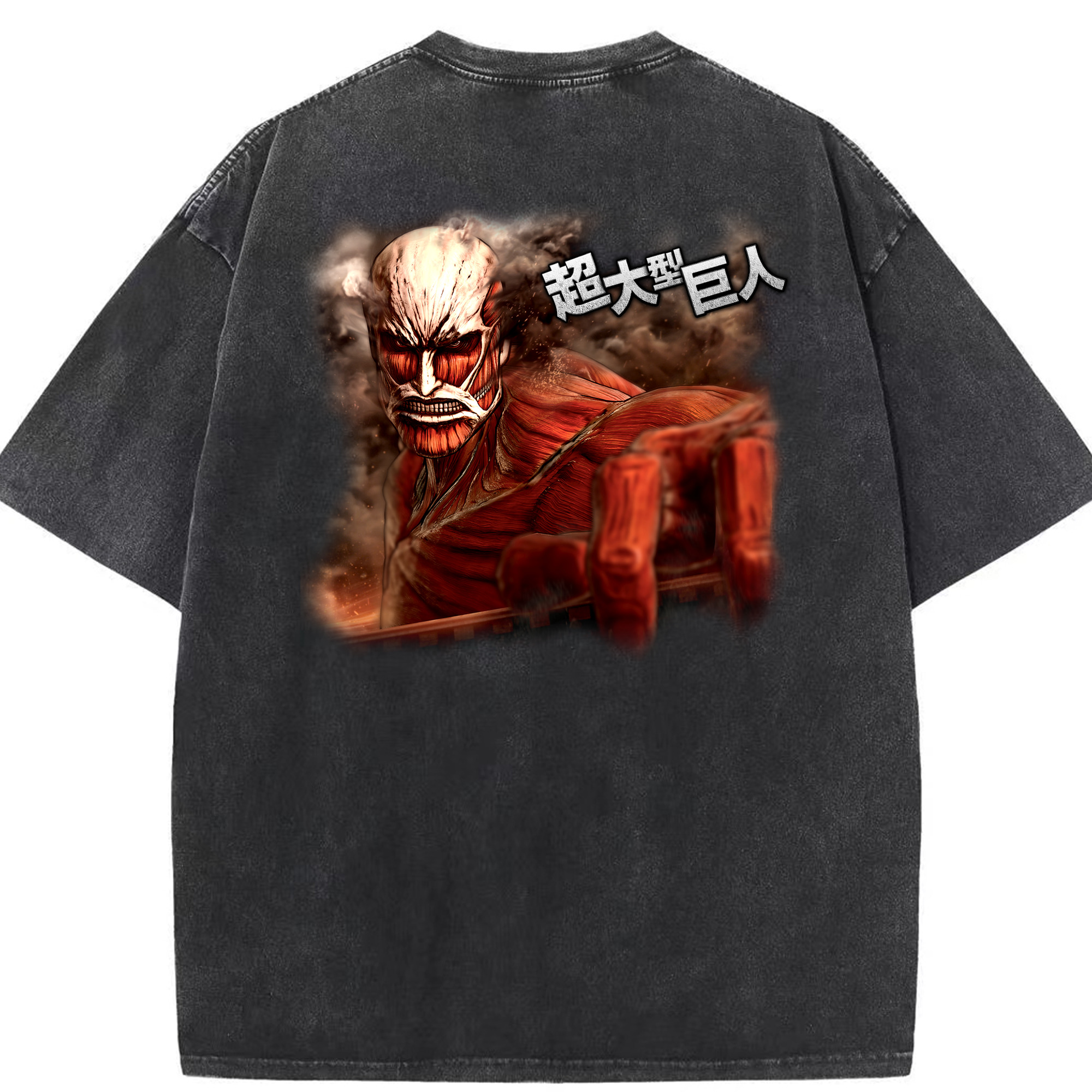 （画像用） 進撃の巨人 Attack on Titan 綿100% ヴィンテージ風 半袖Tシャツ（背面プリント）