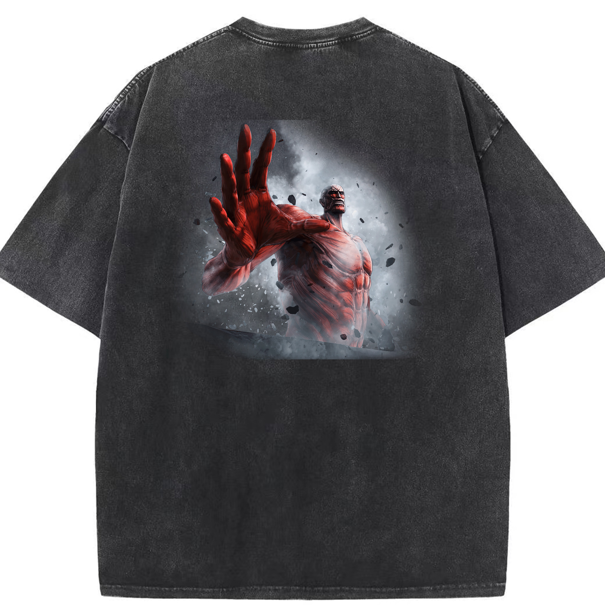 （画像用） 進撃の巨人 Attack on Titan 綿100% ヴィンテージ風 半袖Tシャツ（背面プリント）