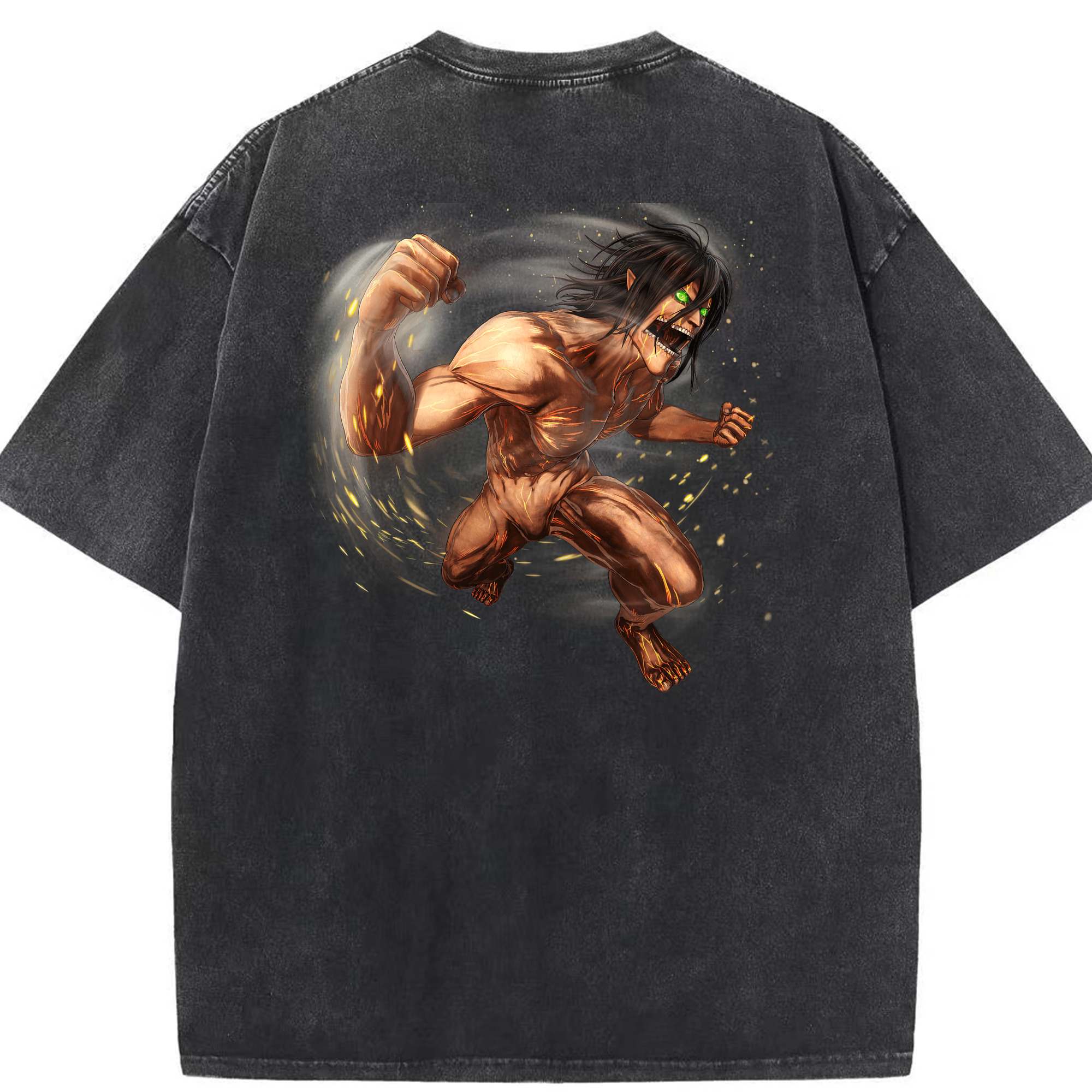 （画像用） 進撃の巨人 Attack on Titan 綿100% ヴィンテージ風 半袖Tシャツ（背面プリント）