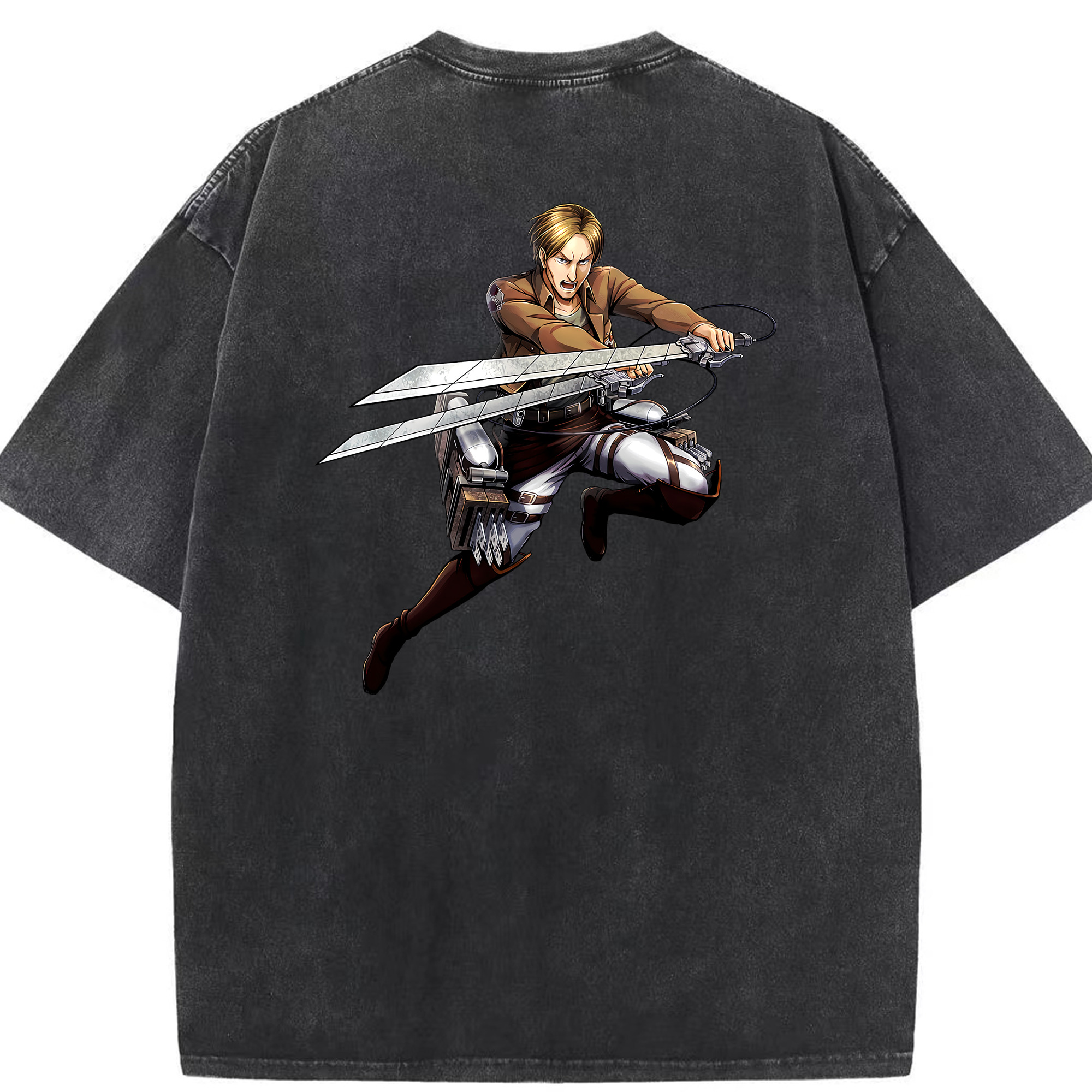 （画像用） 進撃の巨人 Attack on Titan 綿100% ヴィンテージ風 半袖Tシャツ（背面プリント）