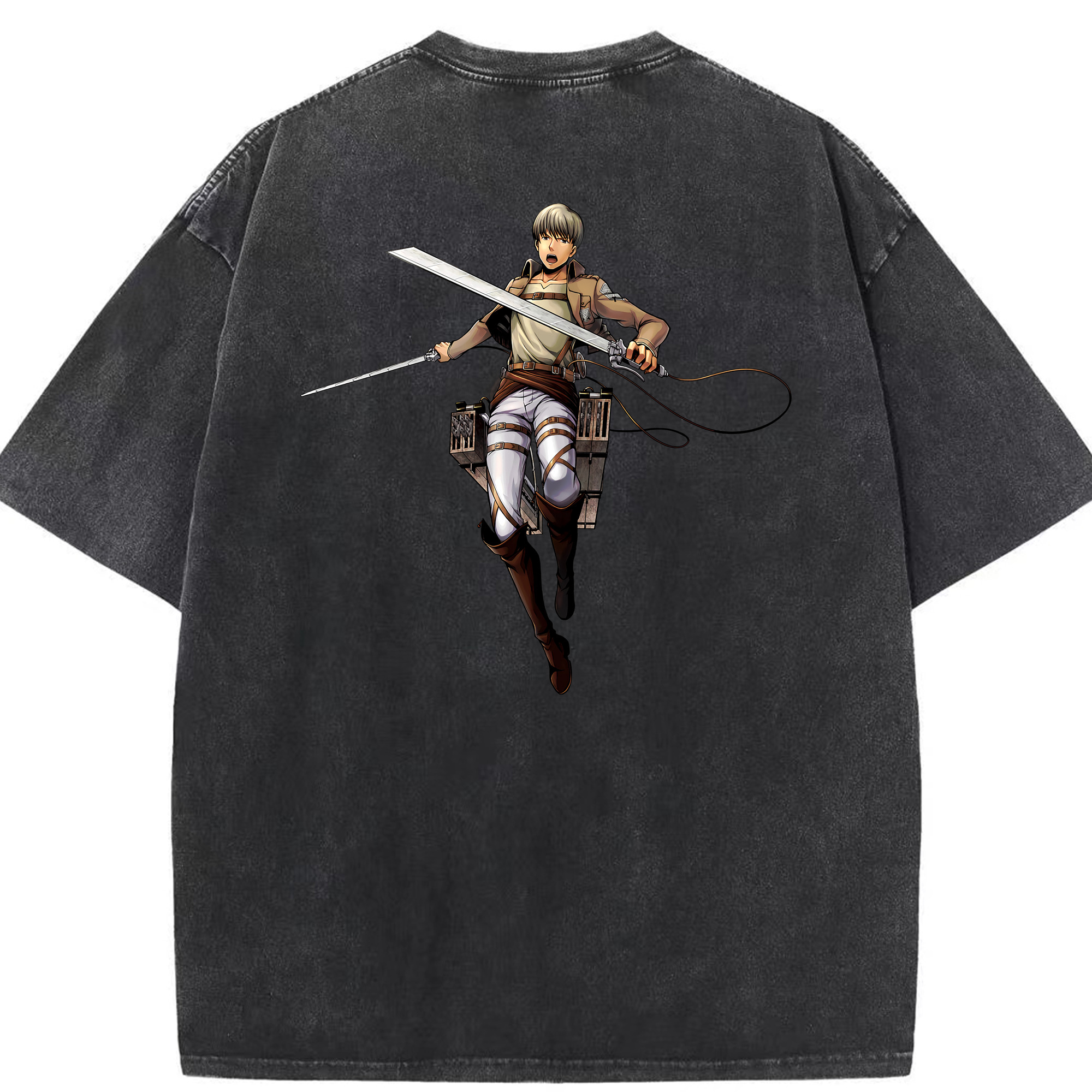 （画像用） 進撃の巨人 Attack on Titan 綿100% ヴィンテージ風 半袖Tシャツ（背面プリント）