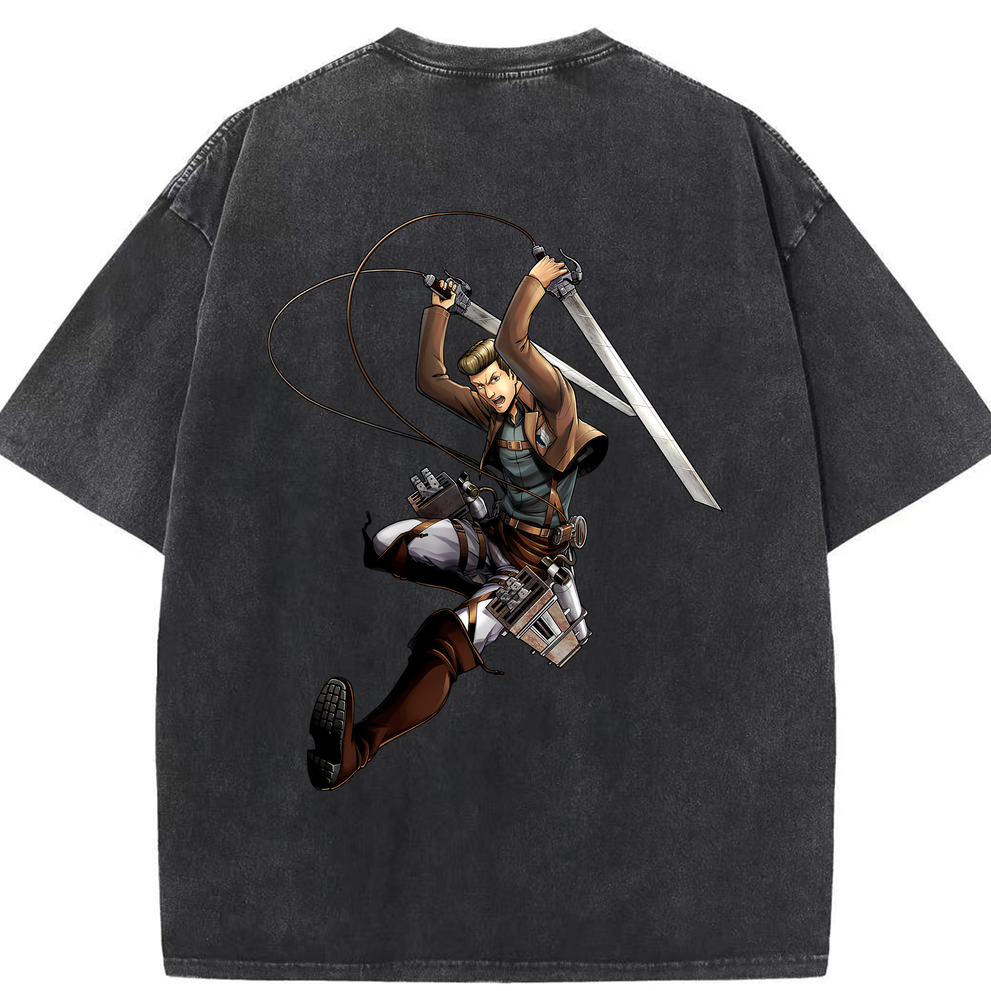 （画像用） 進撃の巨人 Attack on Titan 綿100% ヴィンテージ風 半袖Tシャツ（背面プリント）