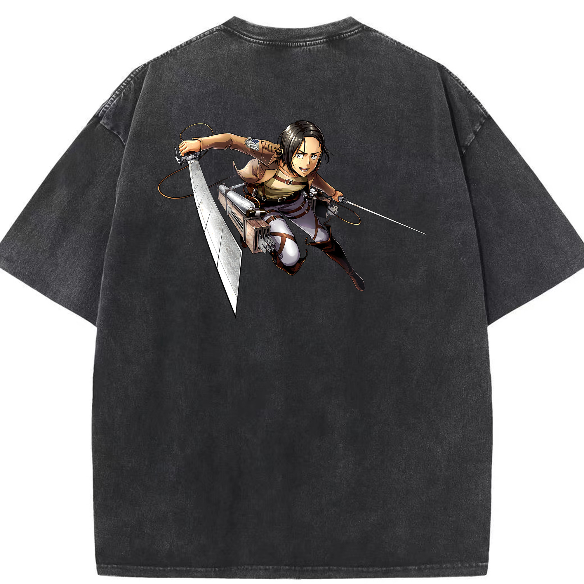 （画像用） 進撃の巨人 Attack on Titan 綿100% ヴィンテージ風 半袖Tシャツ（背面プリント）