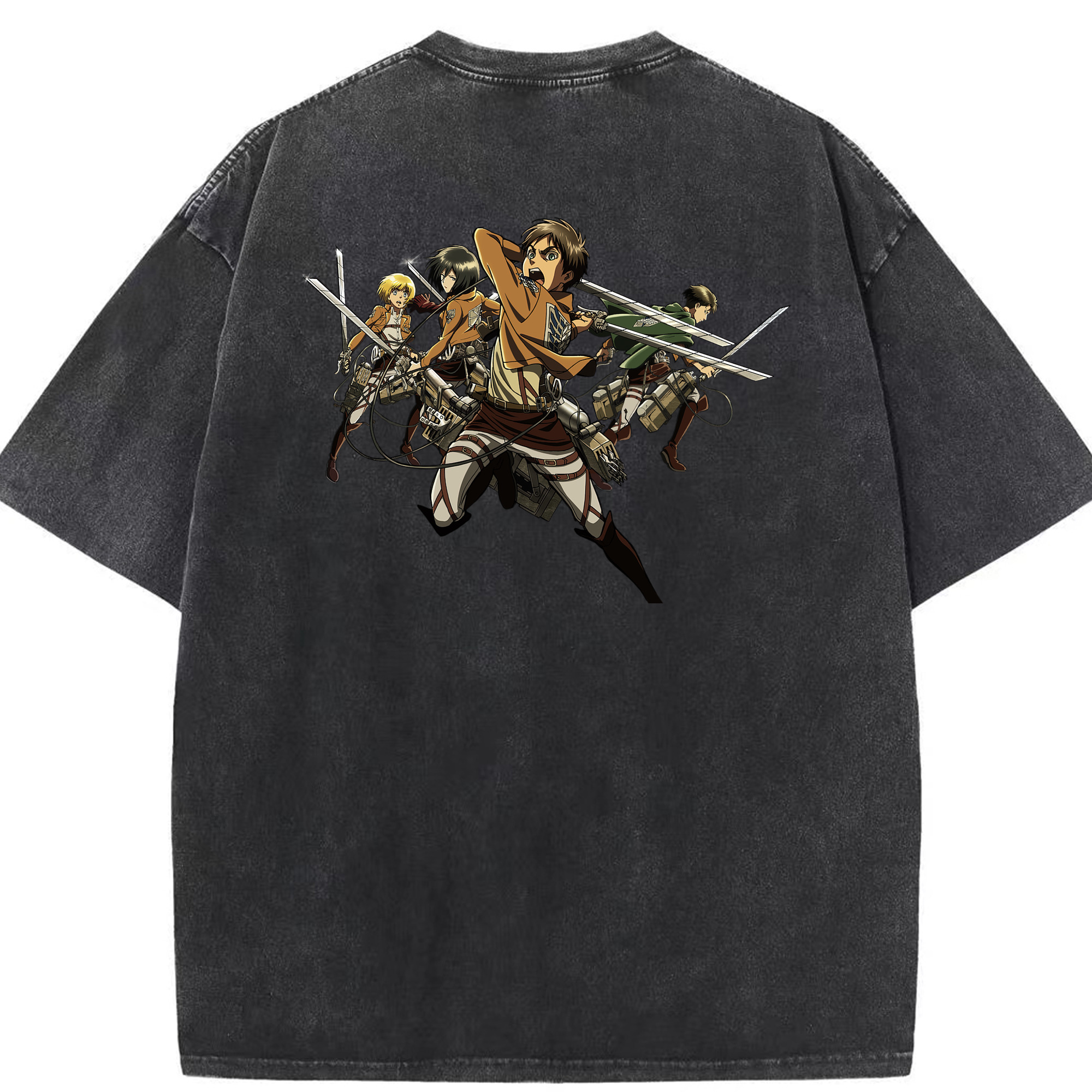 （画像用） 進撃の巨人 エレン･イェーガー Attack on Titan Eren Jäger 綿100% ヴィンテージ風 半袖Tシャツ（背面プリント）