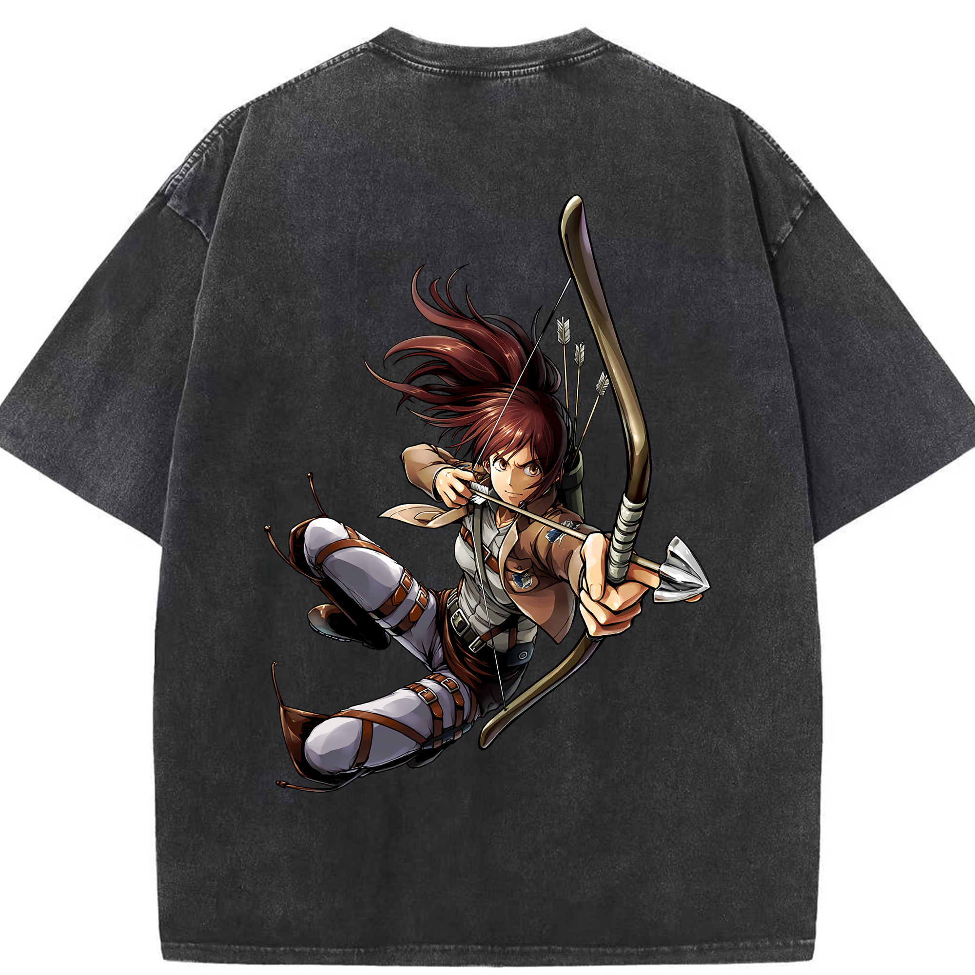 （画像用） 進撃の巨人 サシャ·ブラウス Attack on Titan Sasha Blaus 綿100% ヴィンテージ風 半袖Tシャツ（背面プリント）