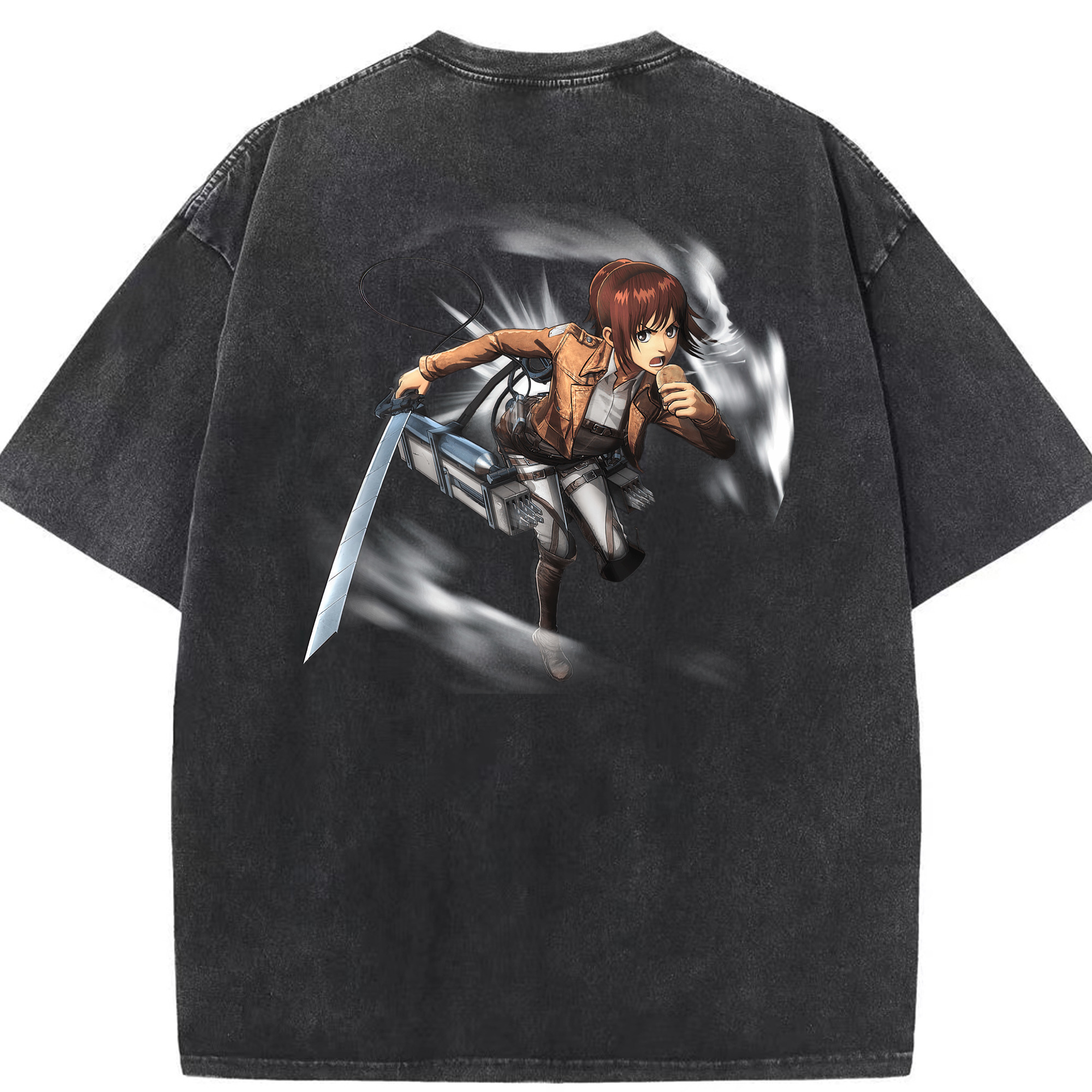 （画像用） 進撃の巨人 サシャ·ブラウス Attack on Titan Sasha Blaus 綿100% ヴィンテージ風 半袖Tシャツ（背面プリント）
