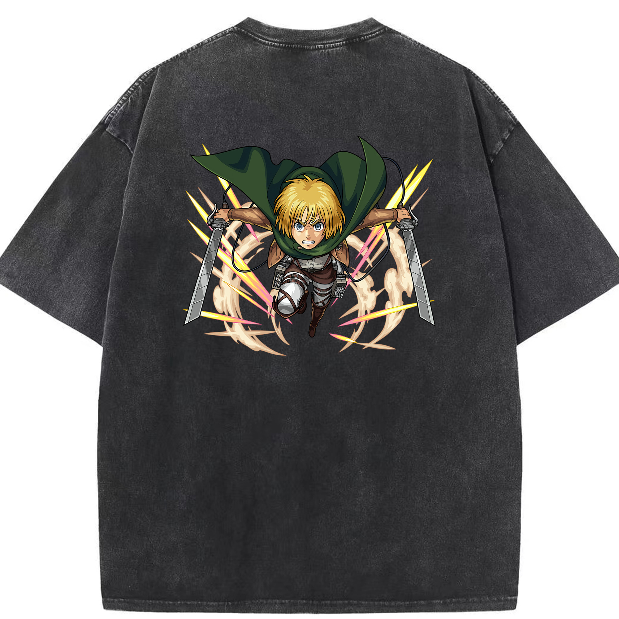 （画像用） 進撃の巨人 アルミン·アルレルト Attack on Titan Armin Arlert 綿100% ヴィンテージ風 半袖Tシャツ（背面プリント）