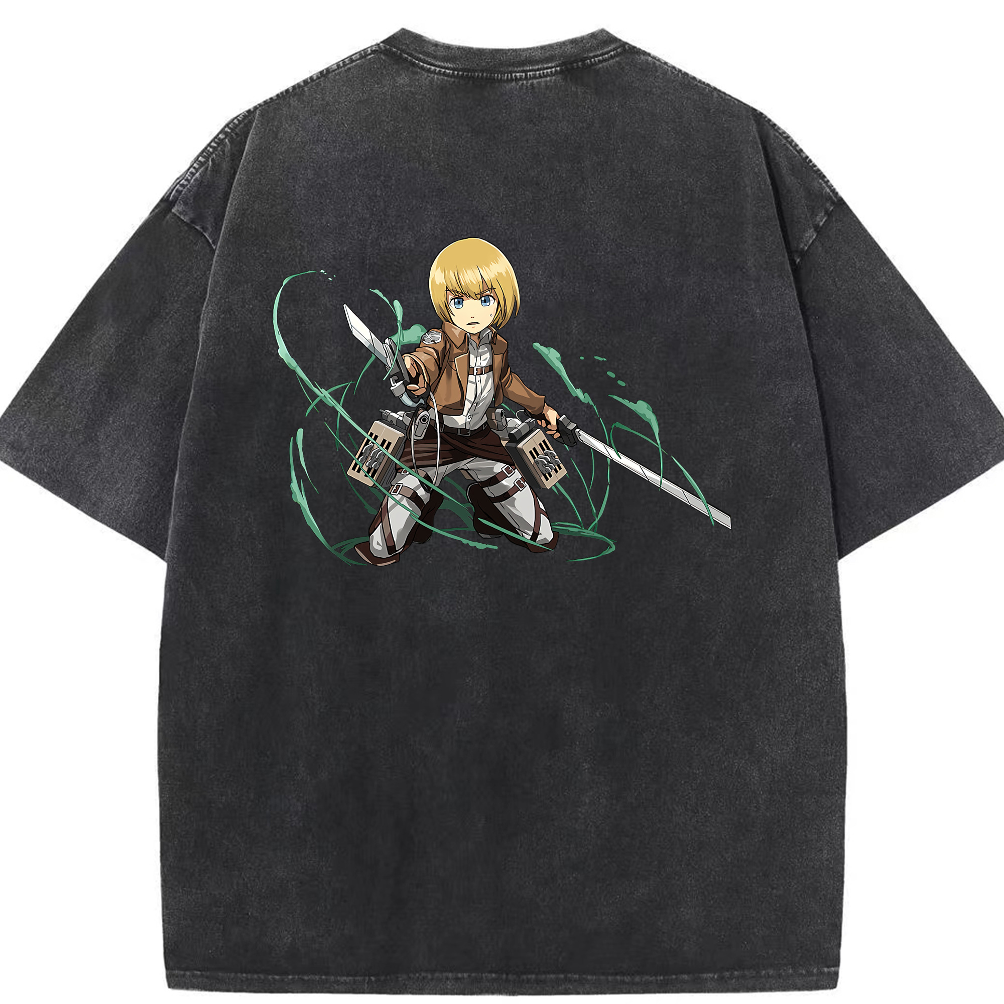 （画像用） 進撃の巨人 アルミン·アルレルト Attack on Titan Armin Arlert 綿100% ヴィンテージ風 半袖Tシャツ（背面プリント）