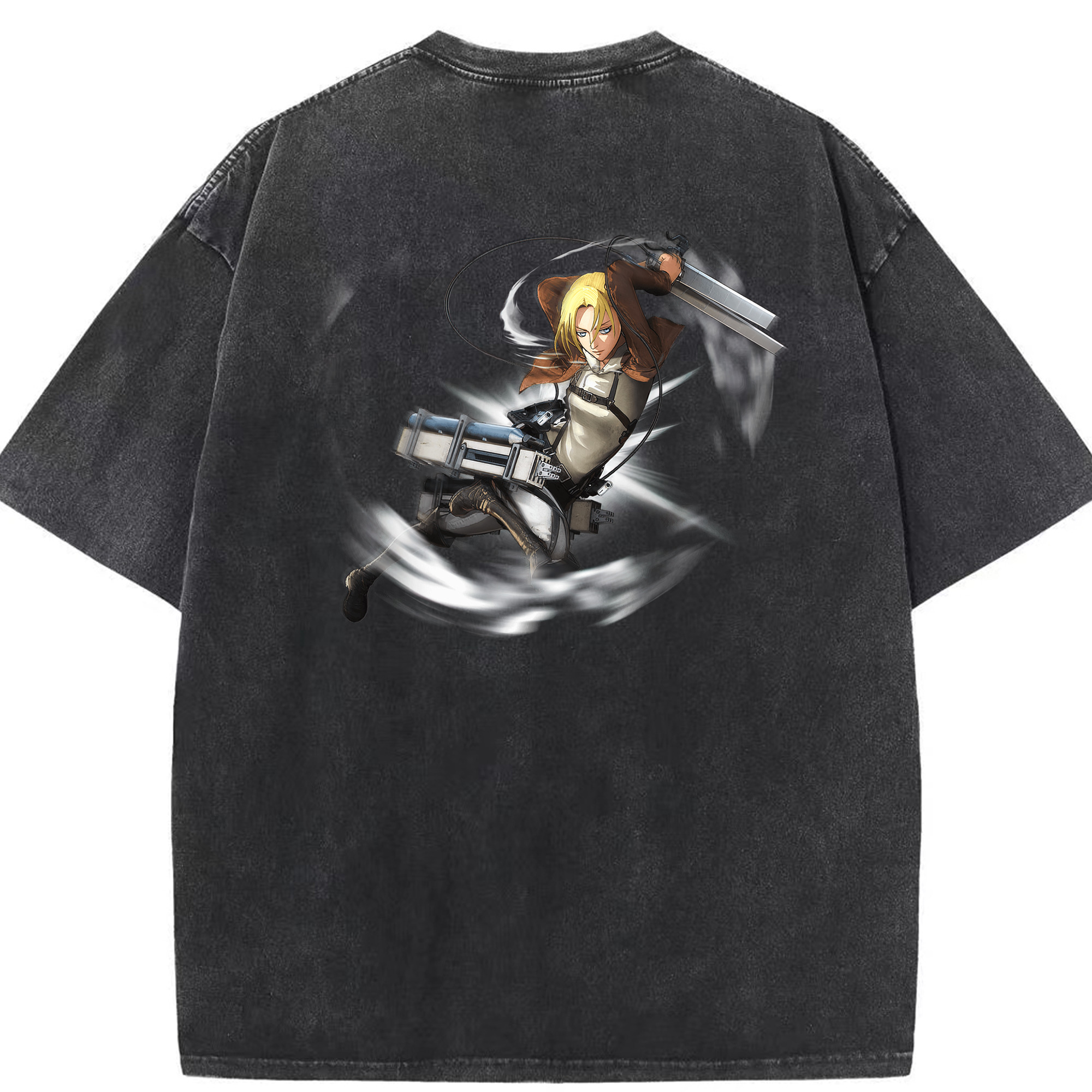（画像用） 進撃の巨人 アニ・レオンハート Attack on Titan Annie Leonhart 綿100% ヴィンテージ風 半袖Tシャツ（背面プリント）