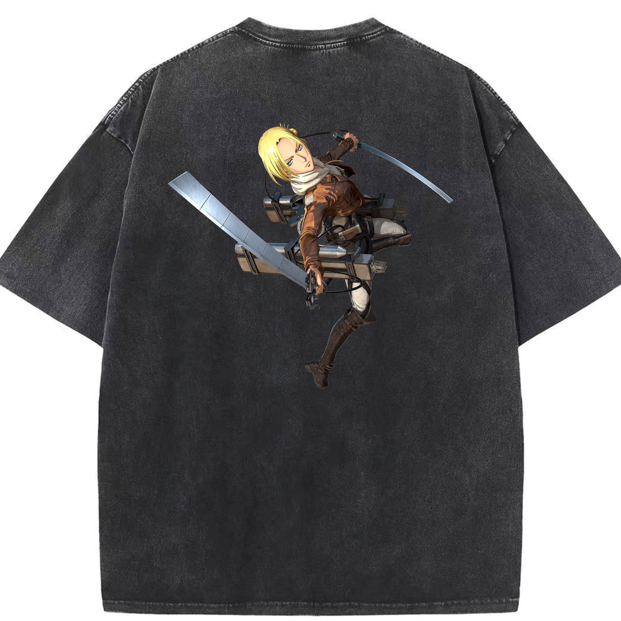 （画像用） 進撃の巨人 アニ・レオンハート Attack on Titan Annie Leonhart 綿100% ヴィンテージ風 半袖Tシャツ（背面プリント）