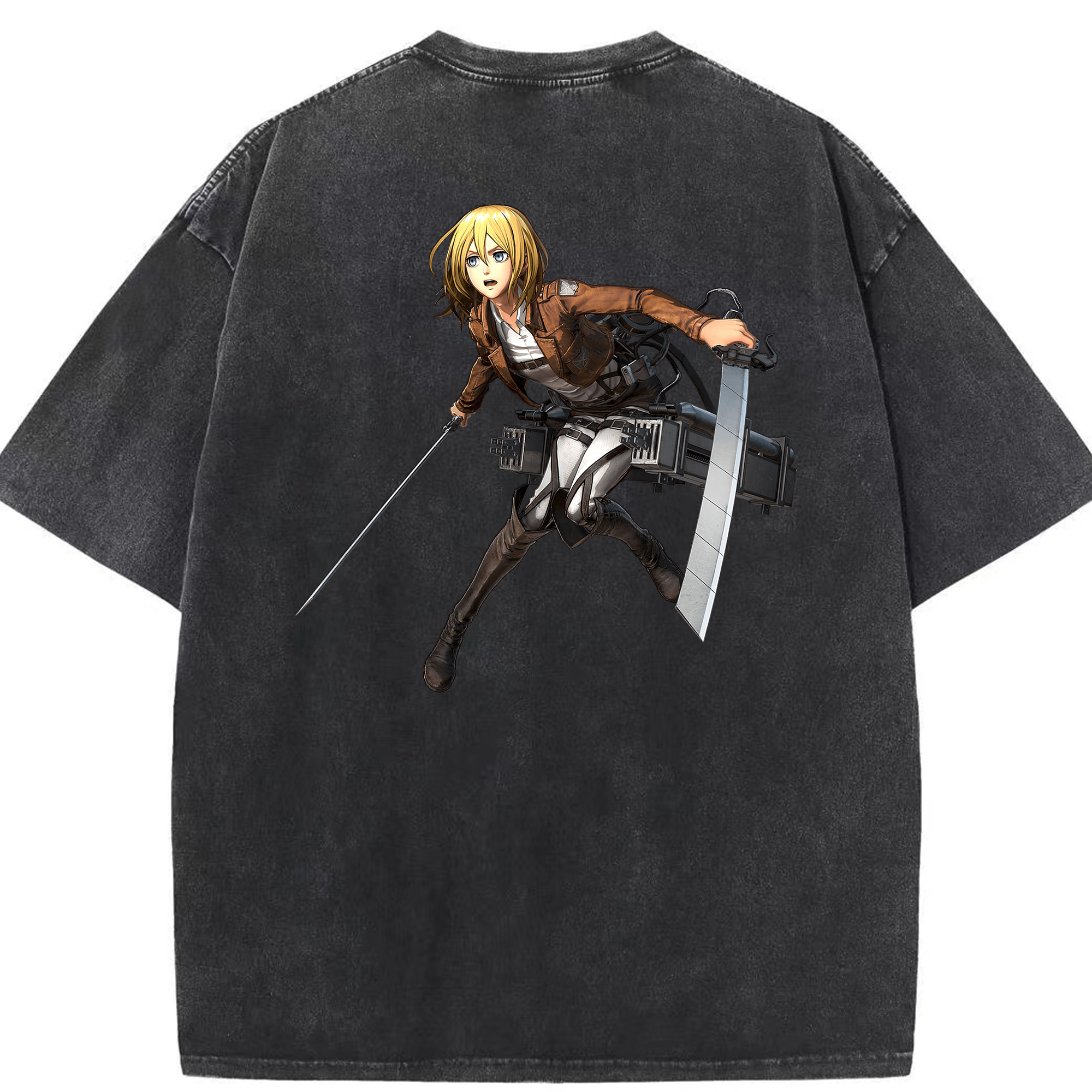 （画像用） 進撃の巨人 クリスタ·レンズ Attack on Titan Christa Lenz 綿100% ヴィンテージ風 半袖Tシャツ（背面プリント）