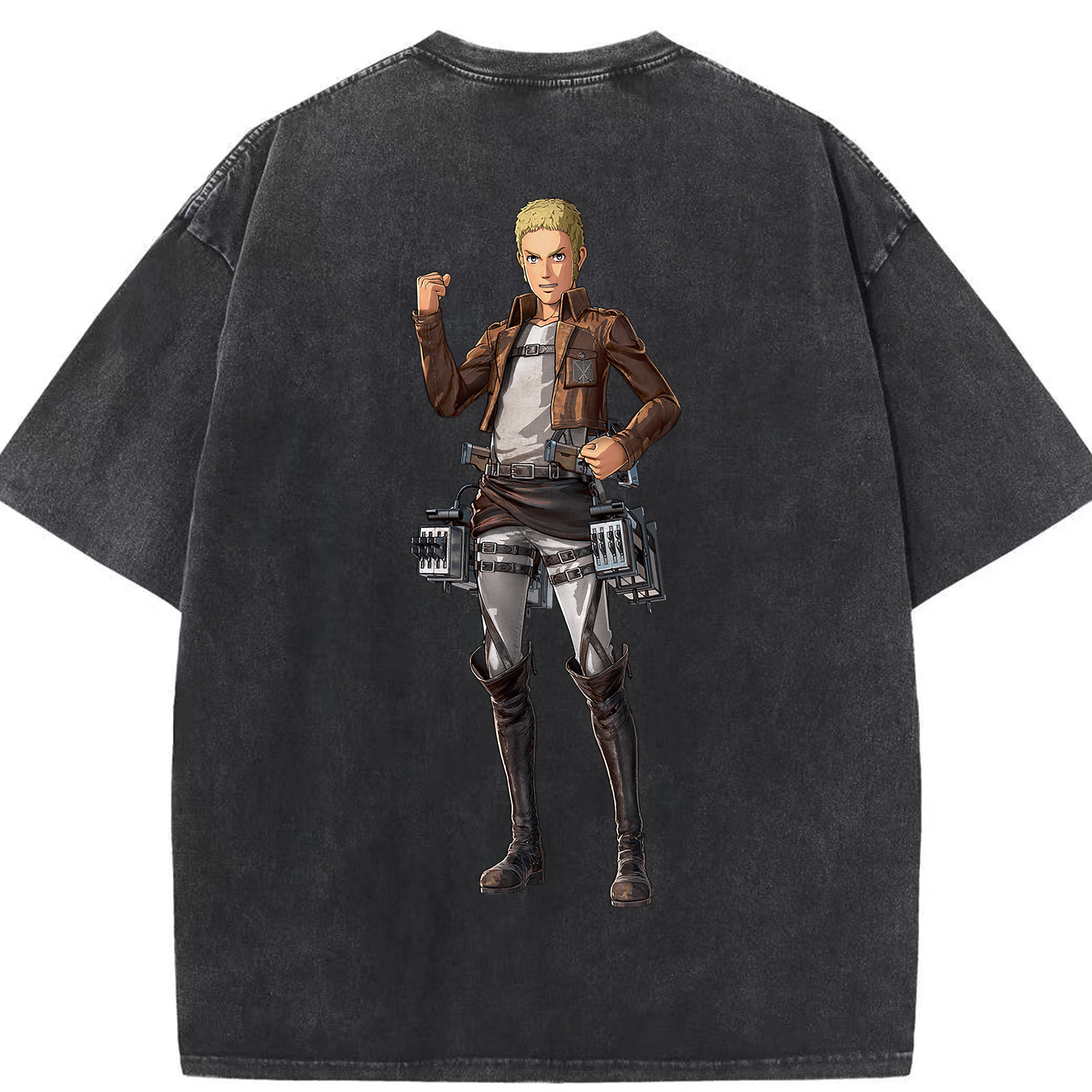 （画像用） 進撃の巨人 ライナー・ブラウン Attack on Titan Reiner Braun 綿100% ヴィンテージ風 半袖Tシャツ（背面プリント）